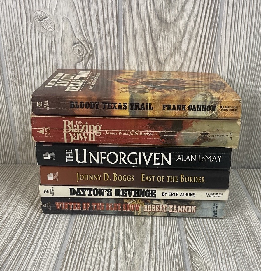 Western Action Adventure Lot of 6 Paperback Kammen Adkins Boggs Cannon LeMay