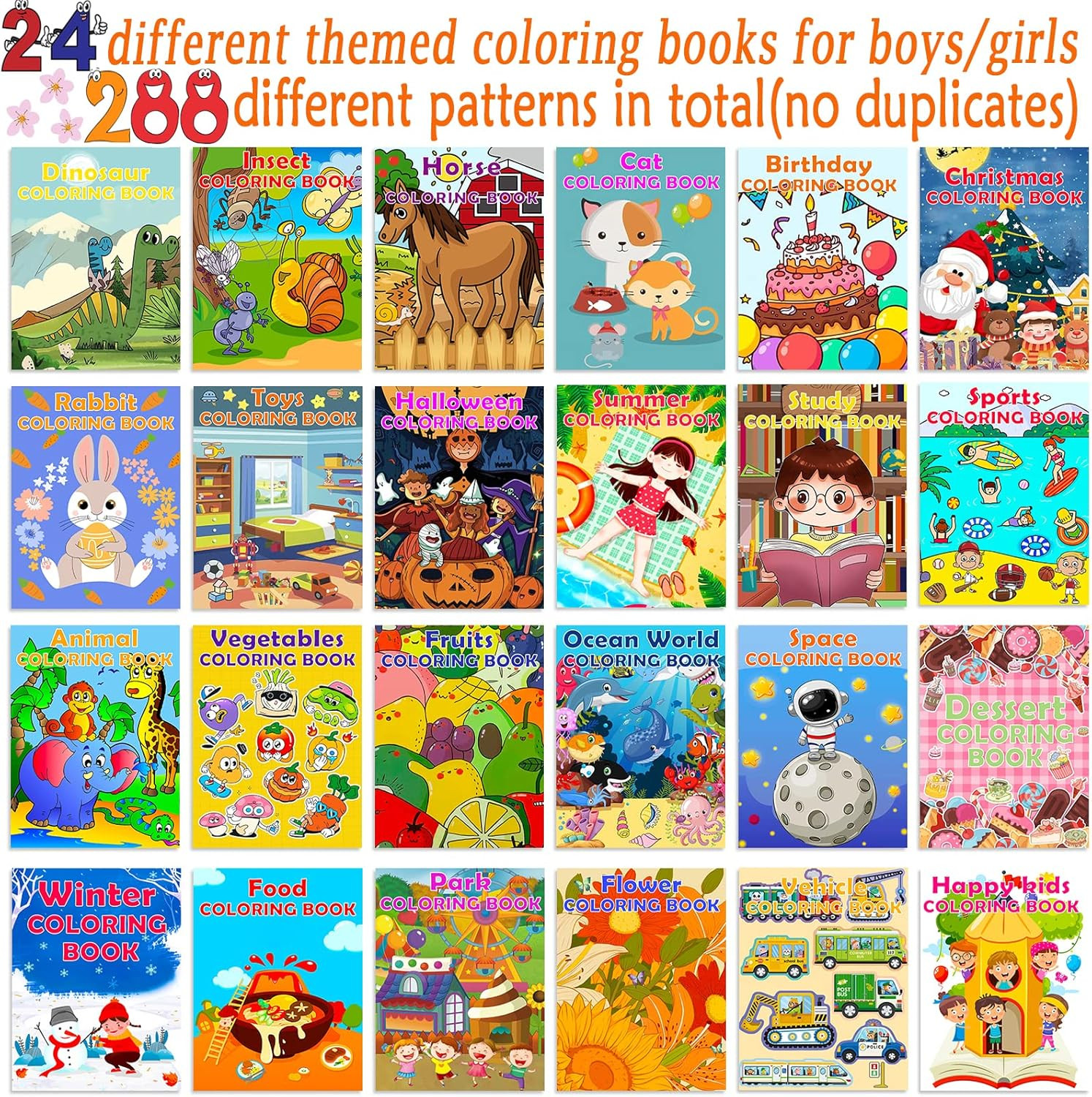 24Pack Coloring Books for Kids Ages 4-8 8-12, Small Bulk Coloring Books for Kids