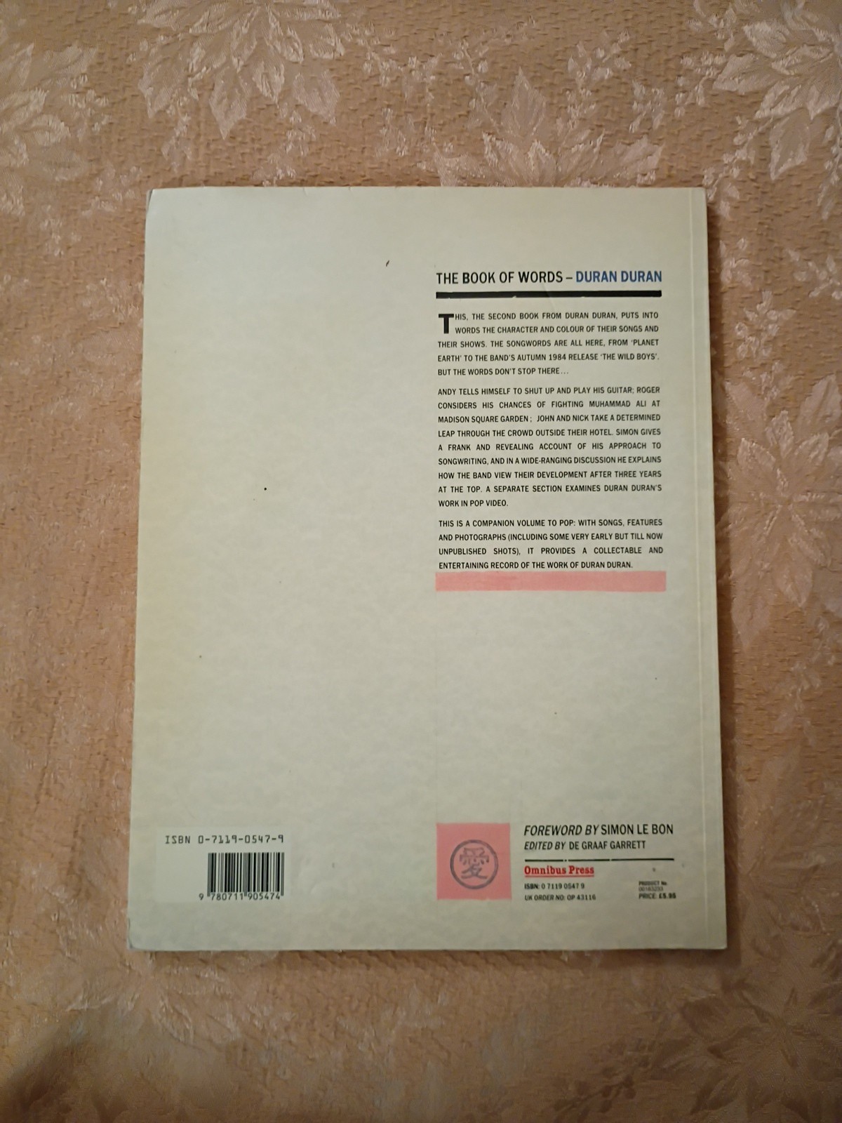 Duran Duran The Book of Words 1987 Omnibus Press Song Lyrics Music Book PB