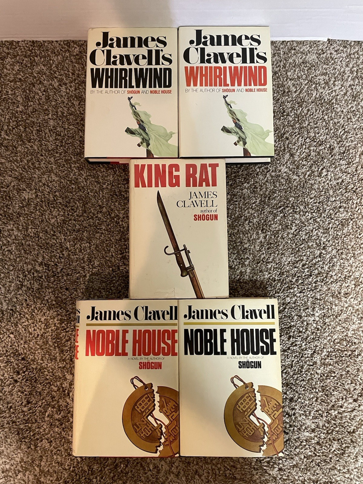 James Clavell King Rat Whirlwind Noble House – ALL 1st Editions – Lot of 5 HC