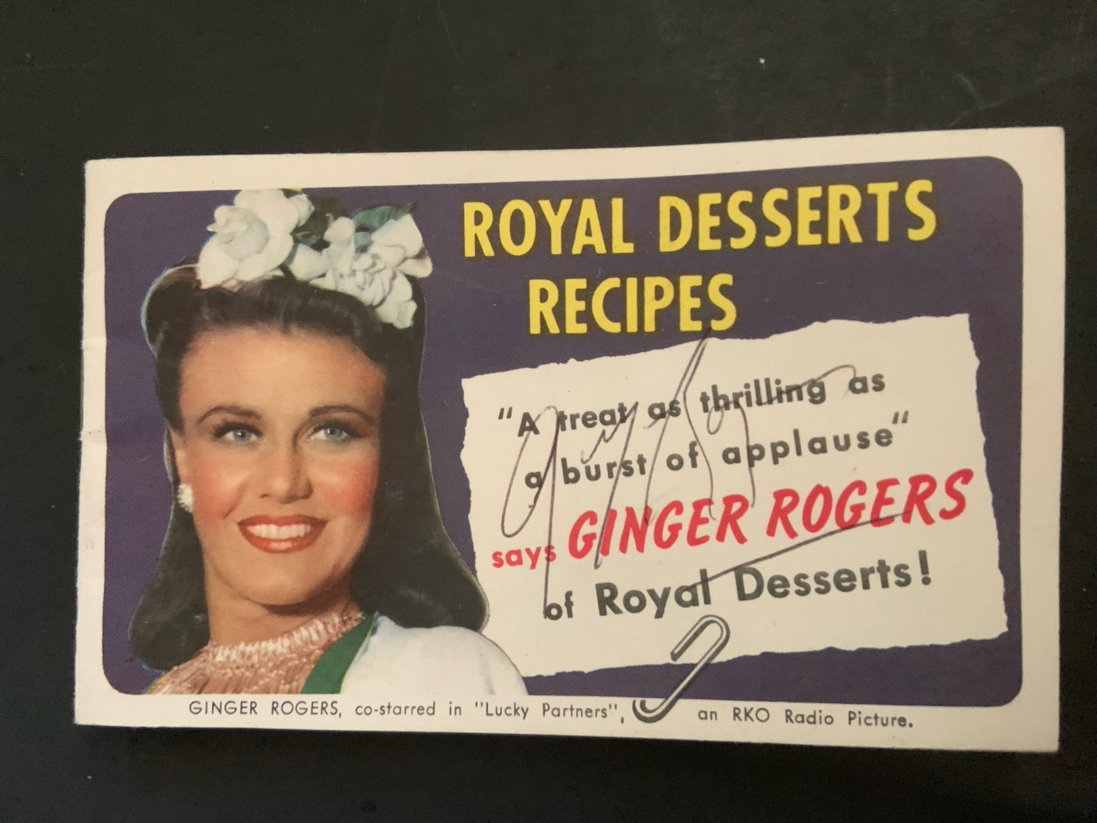 Ginger Roger’s signed mini recipe booklet