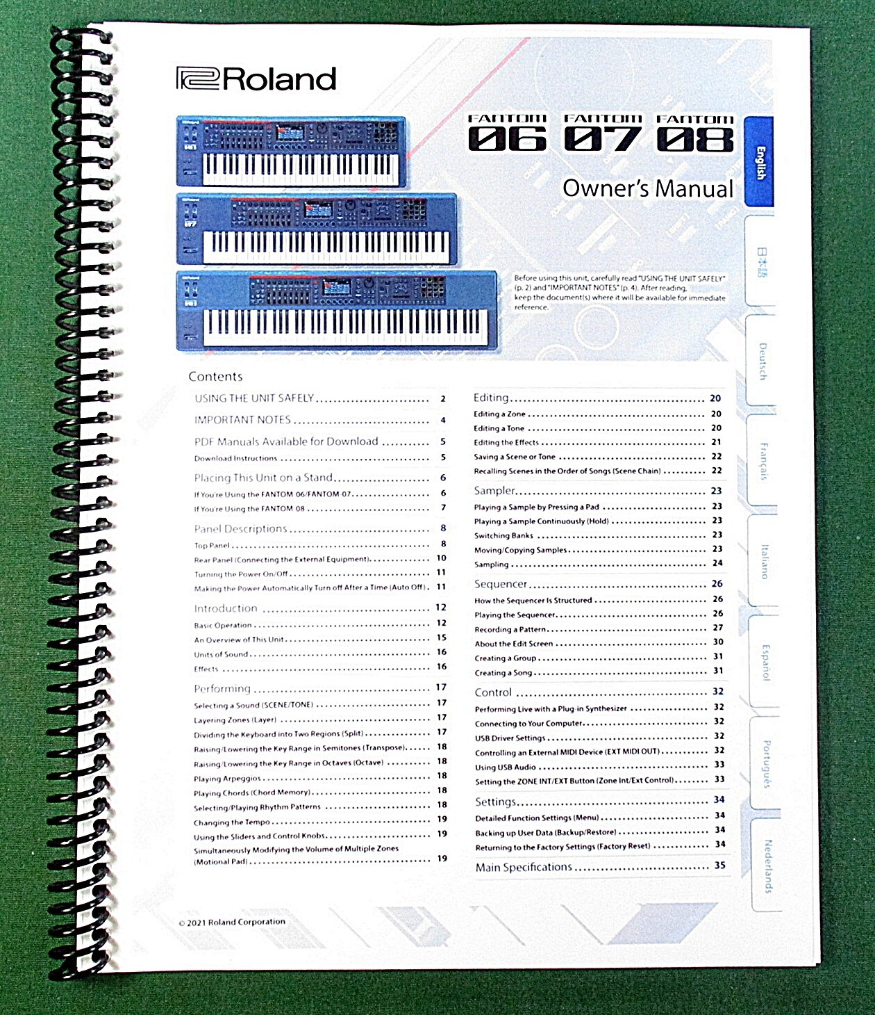 Roland Fantom 06 Owner’s Manual: 36 Pages Full Color & Protective Covers!