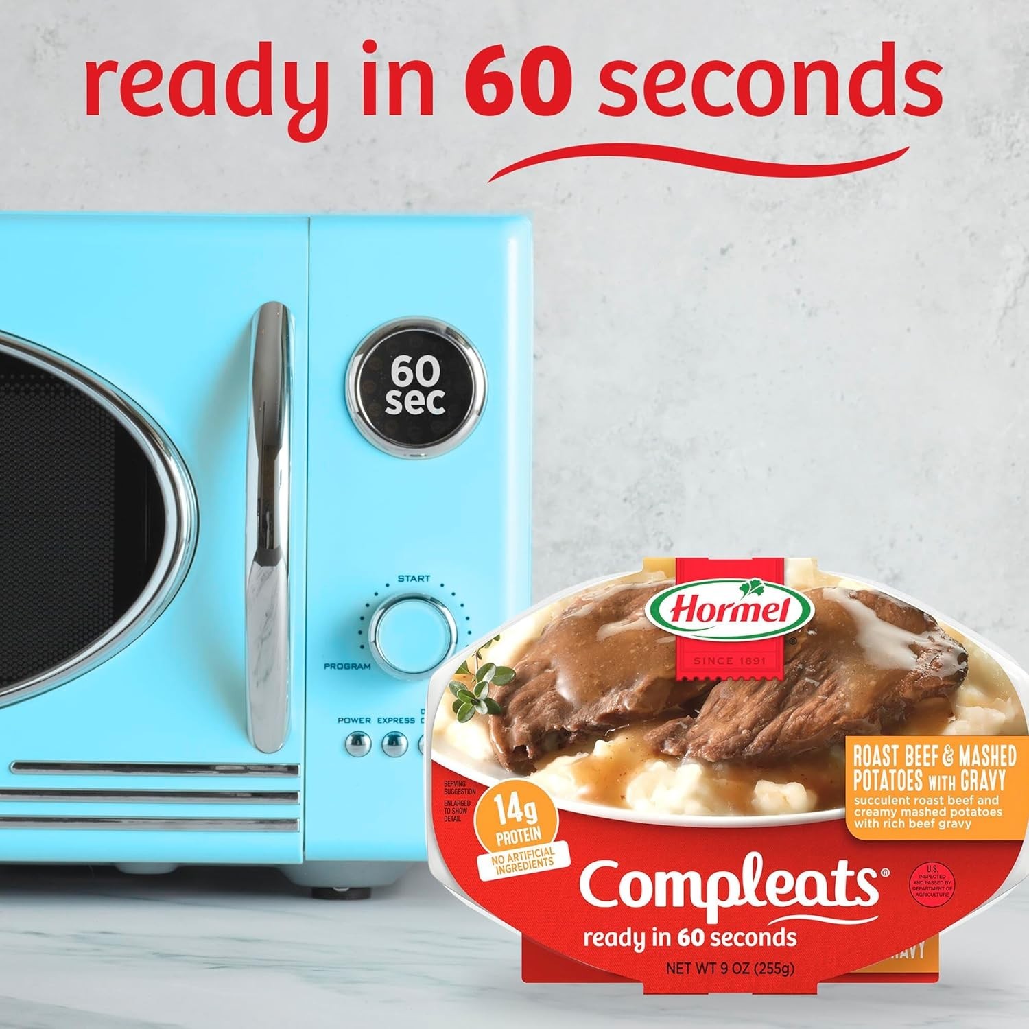 Roast Beef & Mashed Potatoes Microwave Tray – 9oz Pack of 6 for Quick Meals