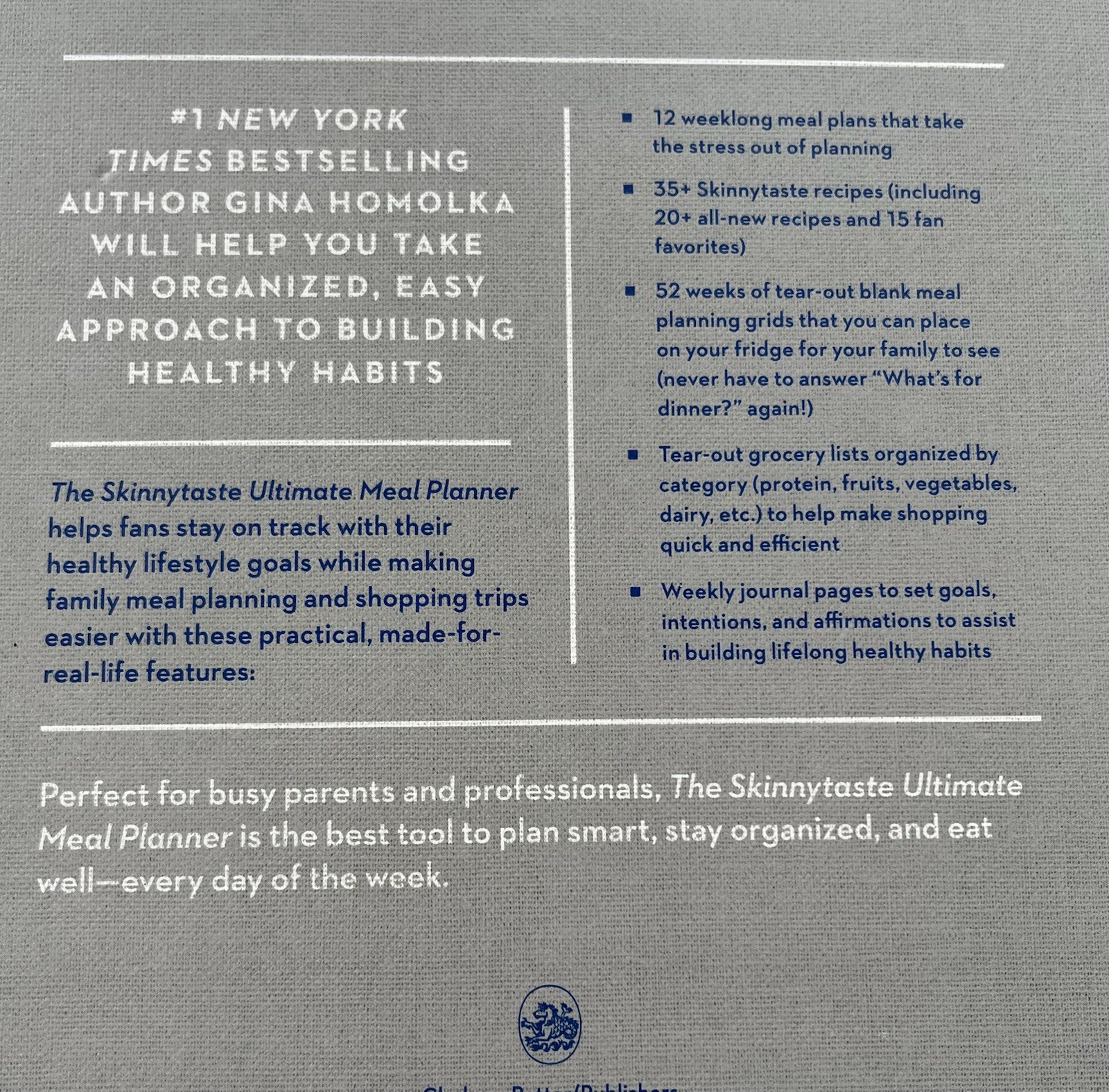 Skinny Taste Ultimate Meal Planner Gina Homolka First Edition Spiral Bound