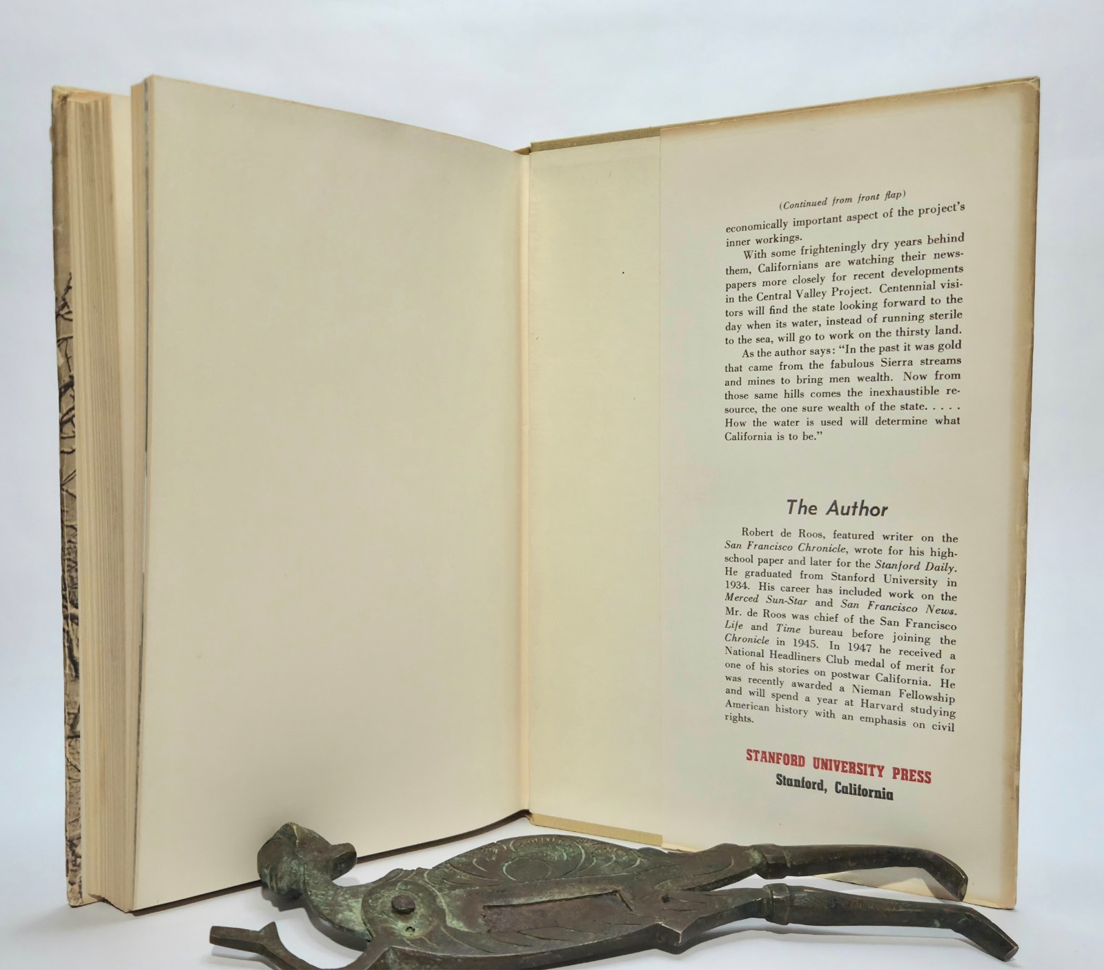 The Thirsty Land: Story of the Central Valley Project De Roos 1948 1st Ed/Print