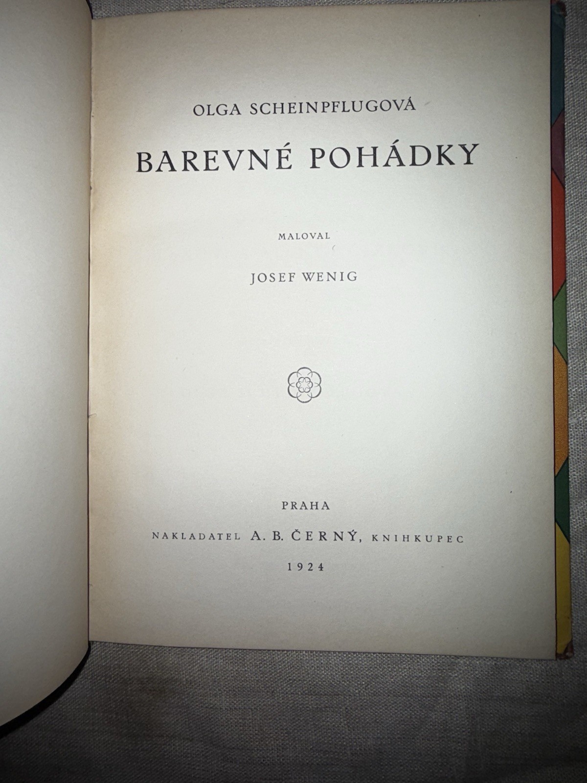 1924 Barevné Pohádky Olga Scheinpflugová – Czech Fairy Tales Antique Book