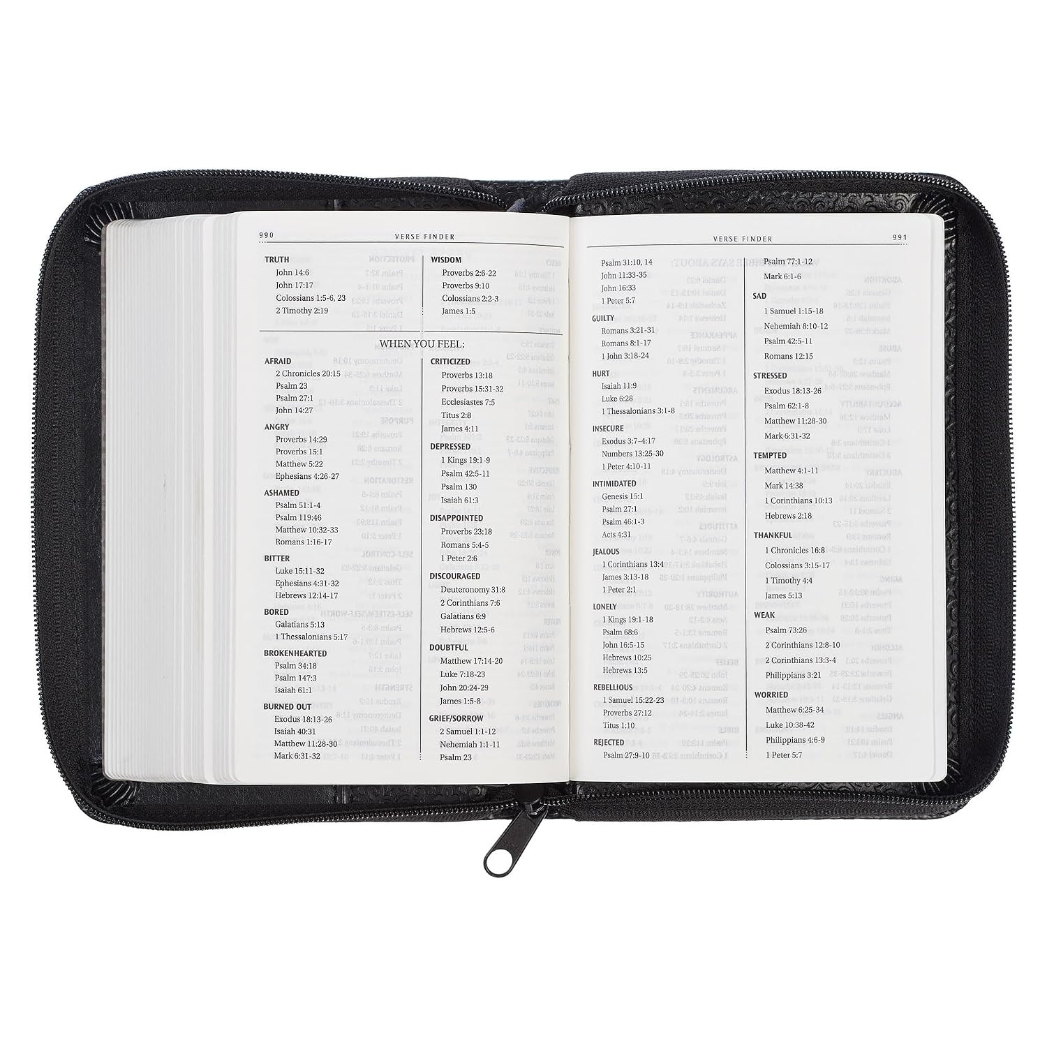 KJV Holy Bible,Mini Pocket Bible–Zippered Black Faux Leather Bible w/Ribbon Ma..