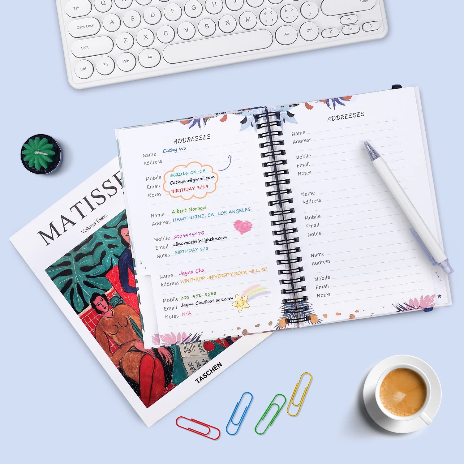 JUBTIC Address and Password Book with Alphabetical Tabs Hardcover Spiral Boun…