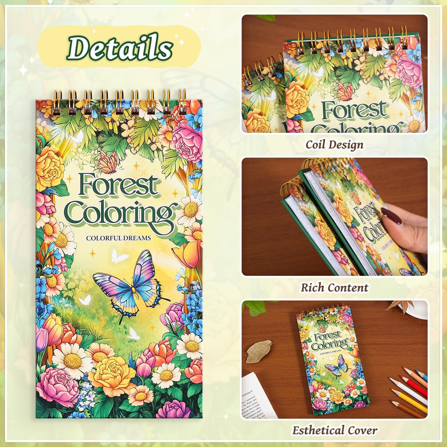 Mini Coloring for Women, 35 Pages Forest Dreams Small Coloring Books for Adults