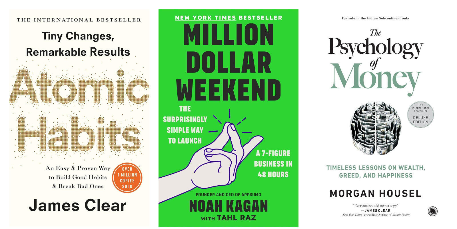 Atomic Habits + Million Dollar Weekend + phychology of money Combo Book Set New