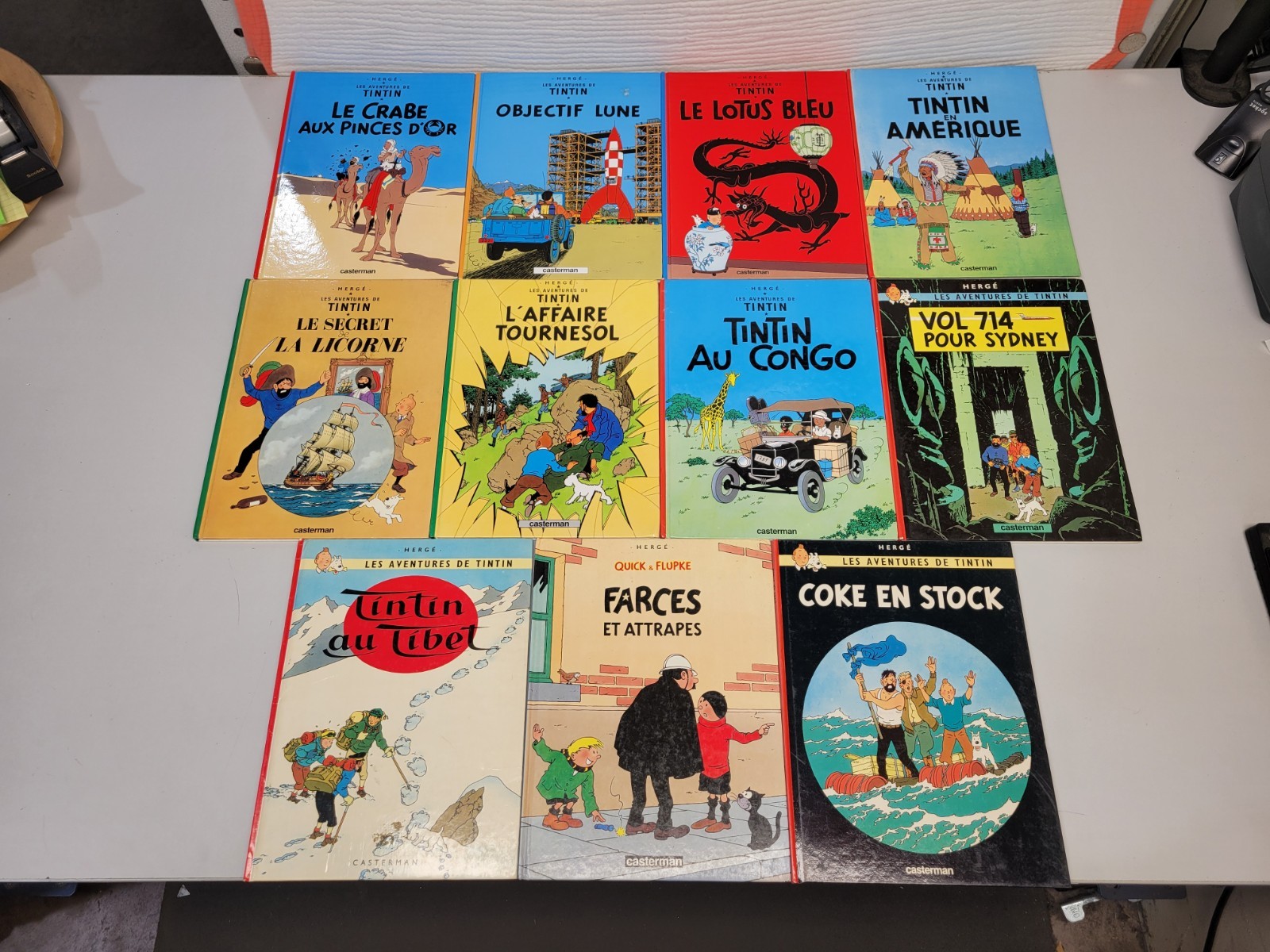 Lot of 11 The Adventures of Tintin French Hardcover Books