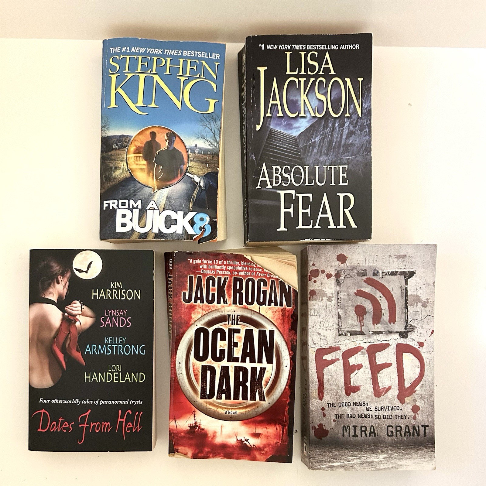 Horror Thriller Fiction Books, Lot Of 5, All By Different Authors, Paperbacks