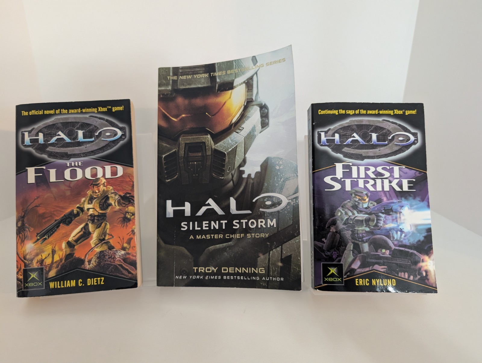 Halo PB Book Lot The Flood First Strike Silent Storm Master Chief 3 Novels Xbox