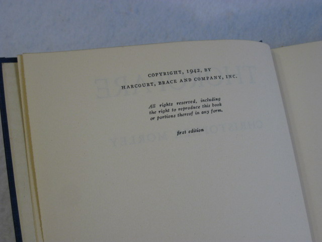 Christopher Morley THOROFARE Harcourt, Brace and Co. First Edition 1942