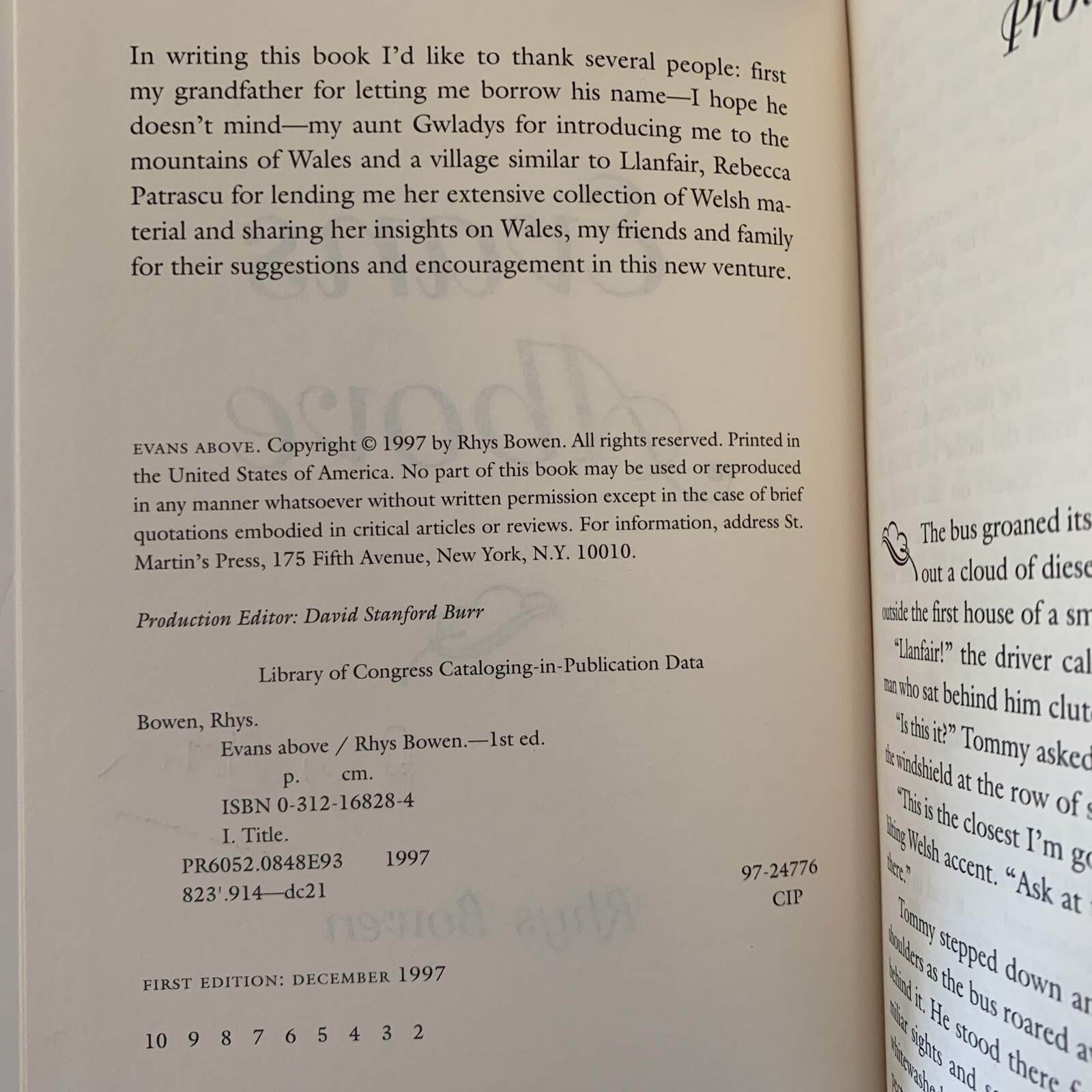 Signed, 1st ed, 2nd print! Evans Above by Bowen, Rhys 1997 HCDJ Unread Like new