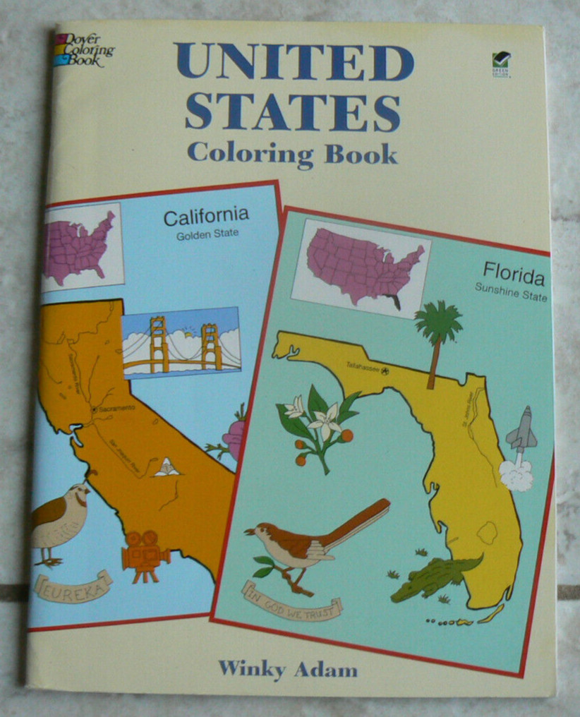 United States Coloring Book, Winky Adam, Dover NEW! 1998