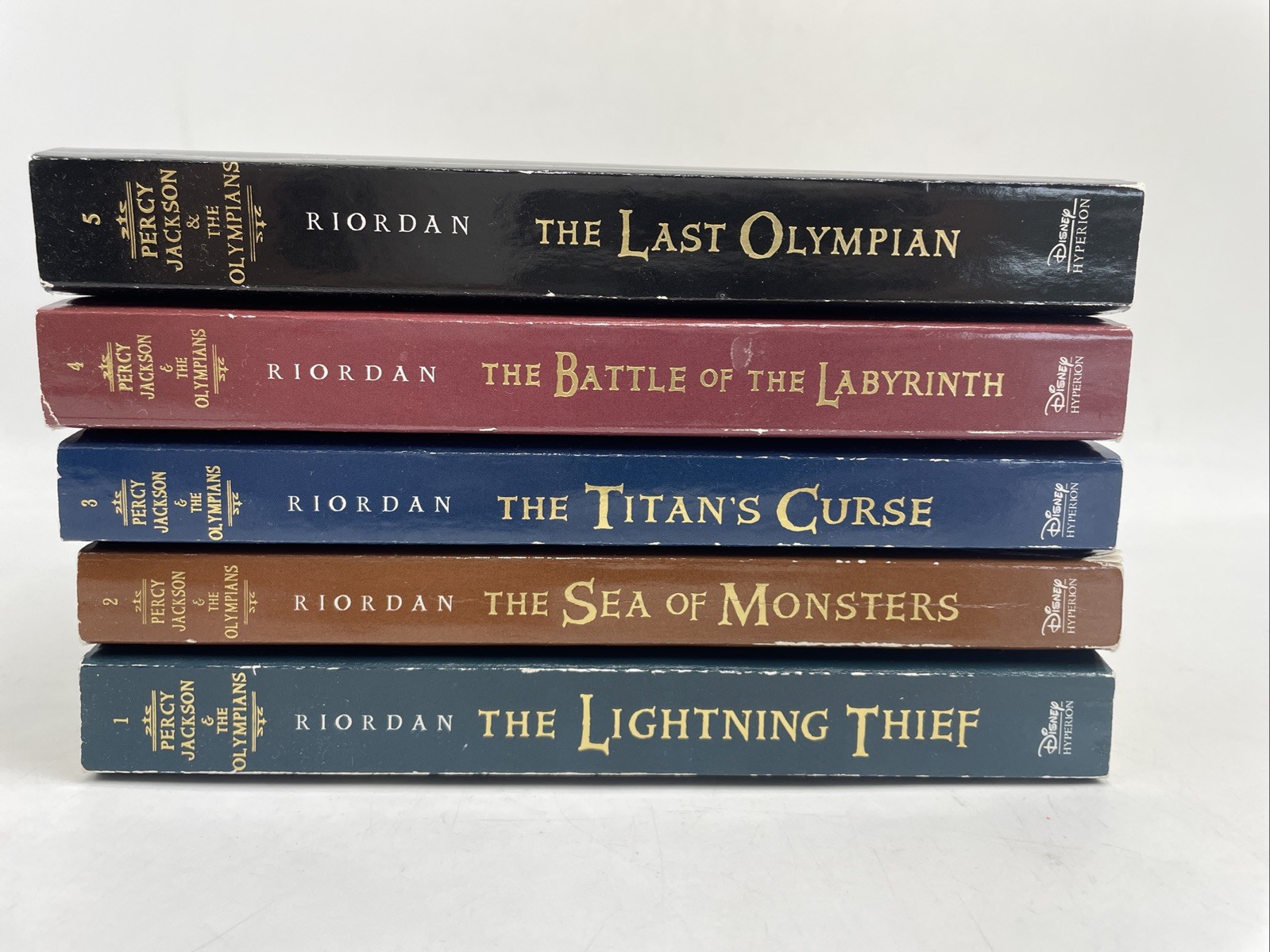 Percy Jackson & the Olympians by Rick Riordan Paperback 5 Book Set w/ Slip Cover