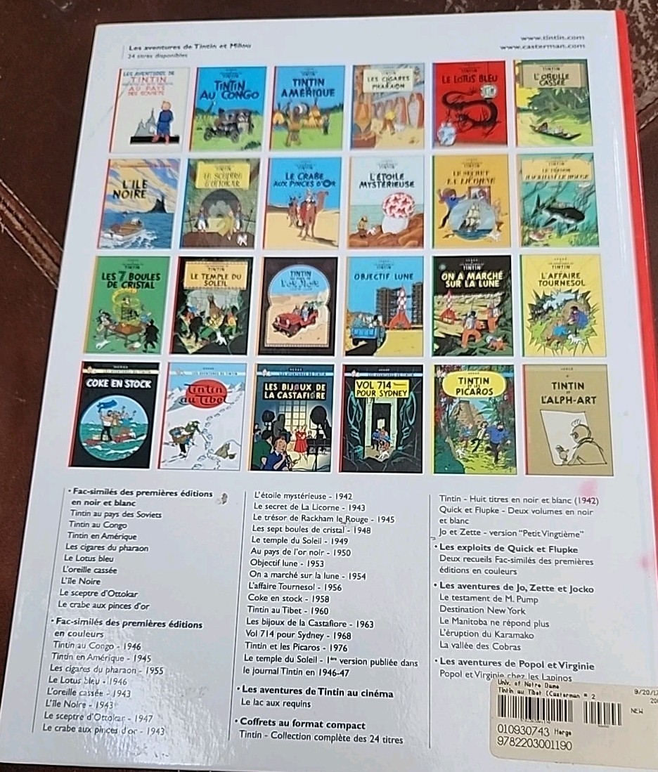 Tintin Au Tibet (Adventures of Tintin) (French Edition), Herge, 9782203001190