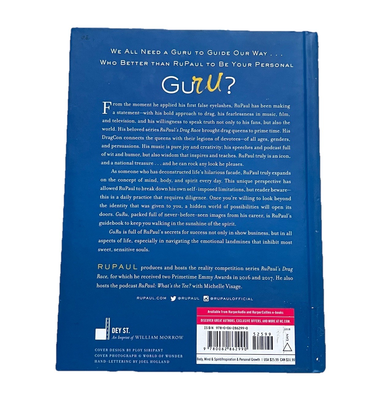 RuPaul GuRu Hardcover Book Dey St. 2018 Foreword by Jane Fonda