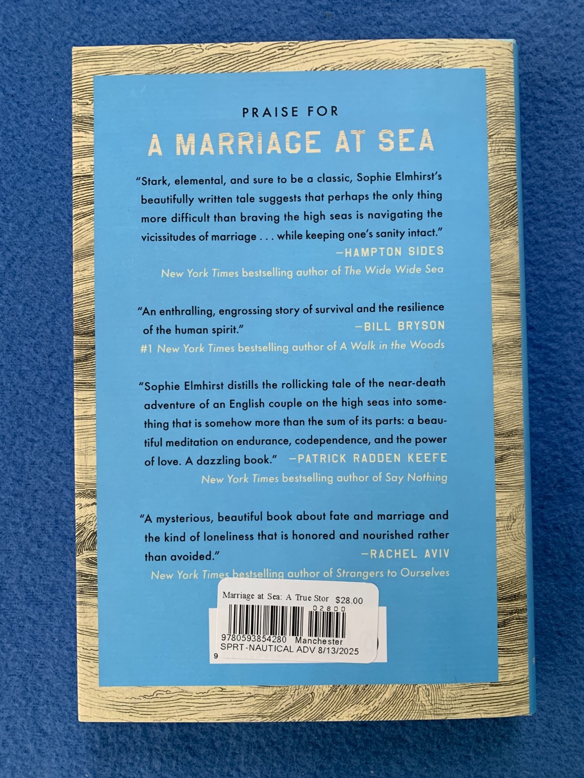 A Marriage at Sea, Sophie Elmhirst. True Story Love, Obsession, Shipwreck. HB DJ