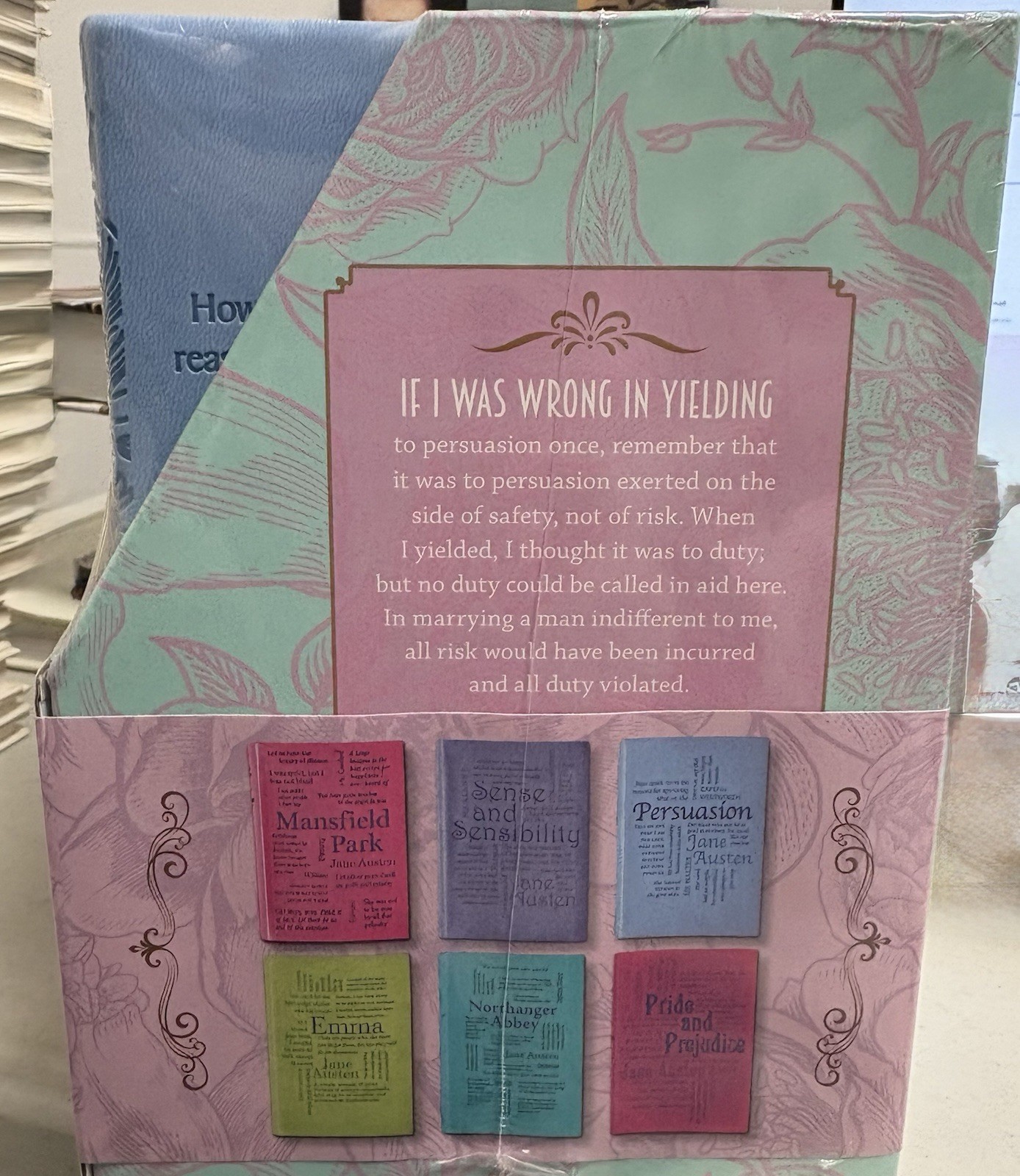 Jane Austen 6 Book Faux Leather Bound Set with Decorative Pages NEW