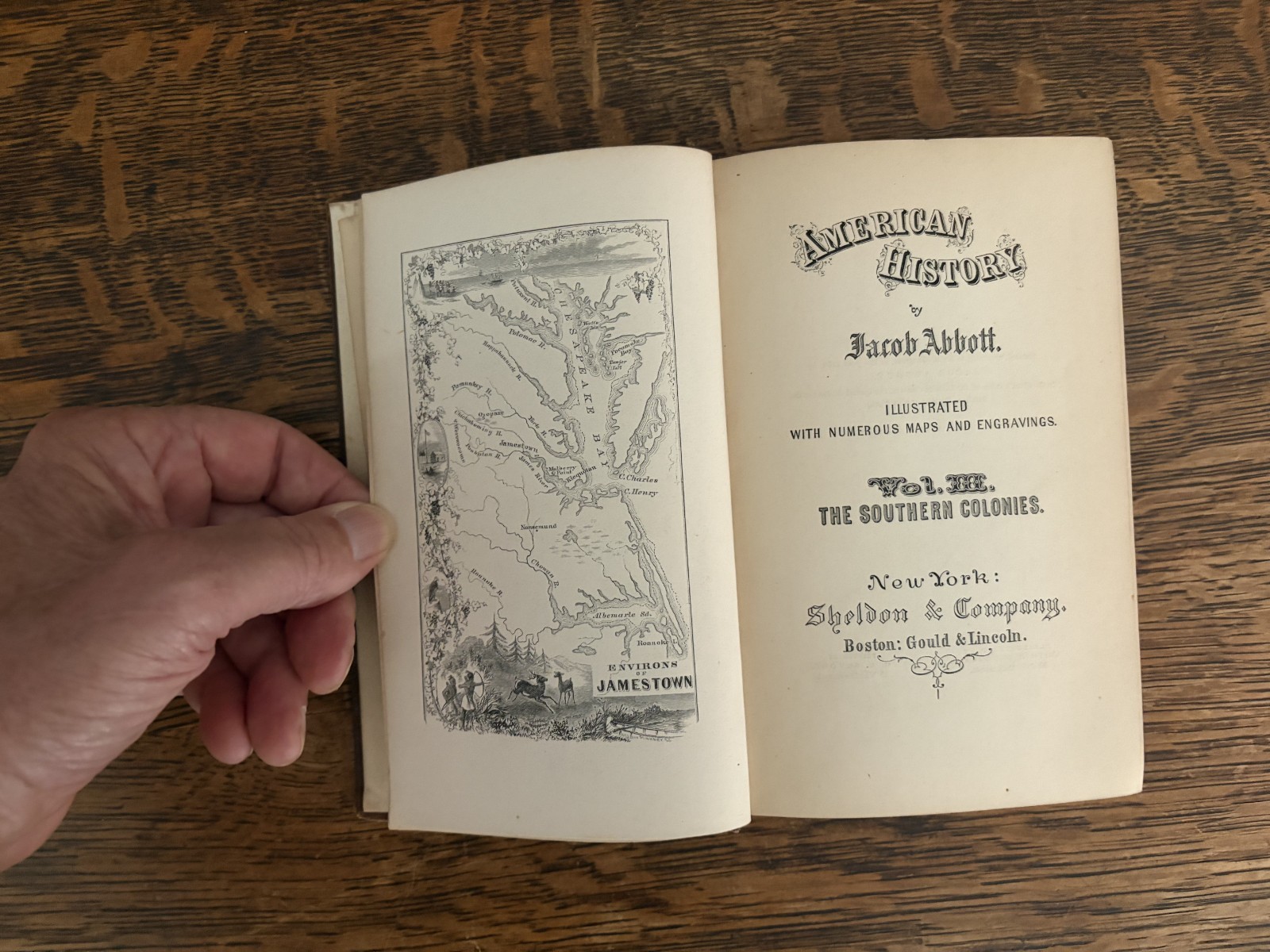 Original 1860 hb AMERICAN HISTORY Jacob Abbott vol. 3 THE SOUTHERN COLONIES