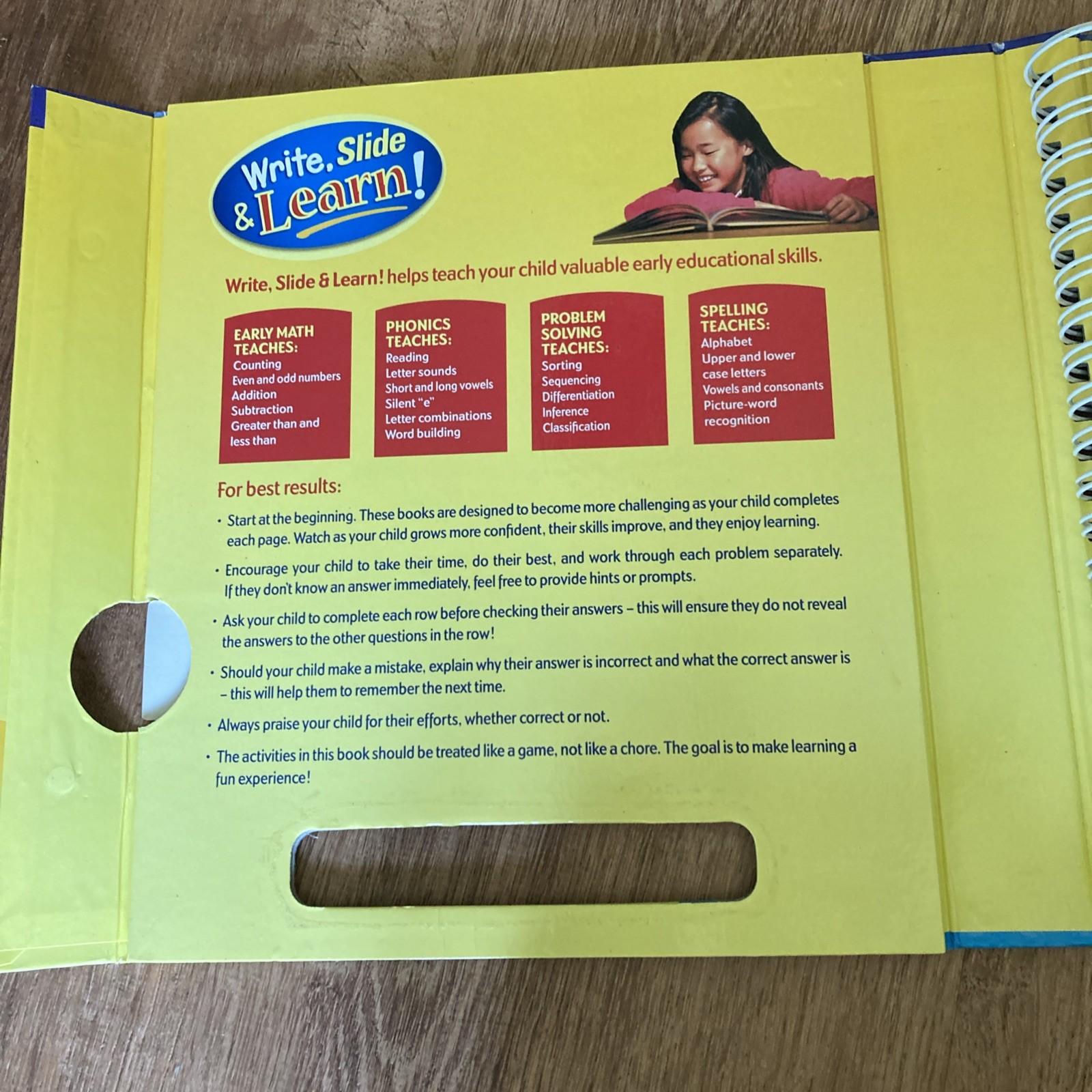 Phonics Learning Write Slide Learn Spiral-Bound Educational Activity Book