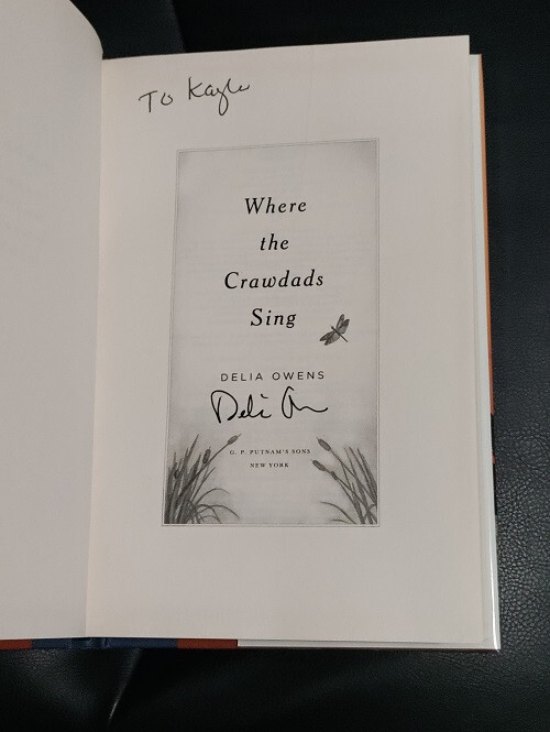 Signed Delia Owens Where the Crawdads Sing Hardcover Near Fine Condition