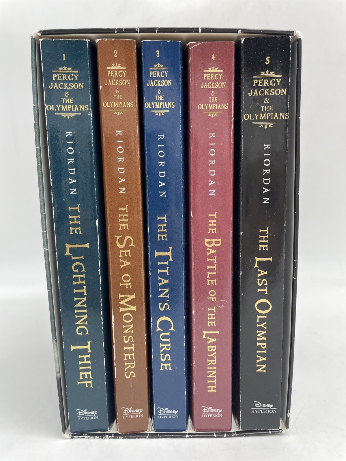 Percy Jackson & the Olympians by Rick Riordan Paperback 5 Book Set w/ Slip Cover