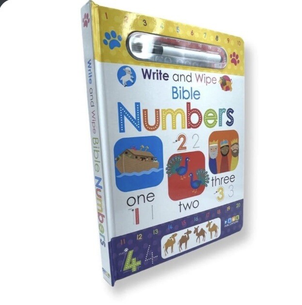 NWT Children’s Bible Trace Numbers Write & Wipe Hardback Educational Board Book