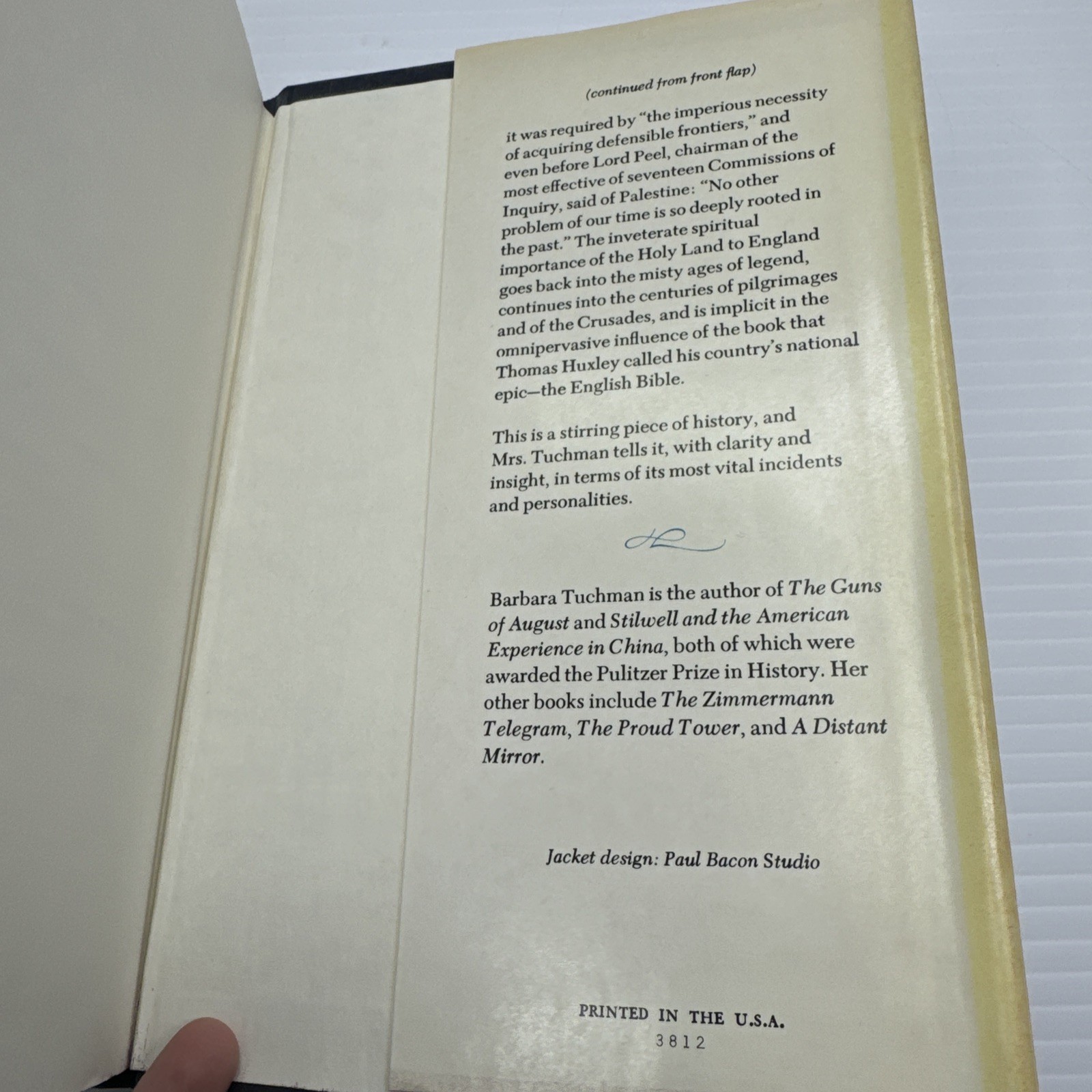 Bible and the Sword Barbara W. Tuchman 1956 Book Club Edition HC Funk & Wagnalls