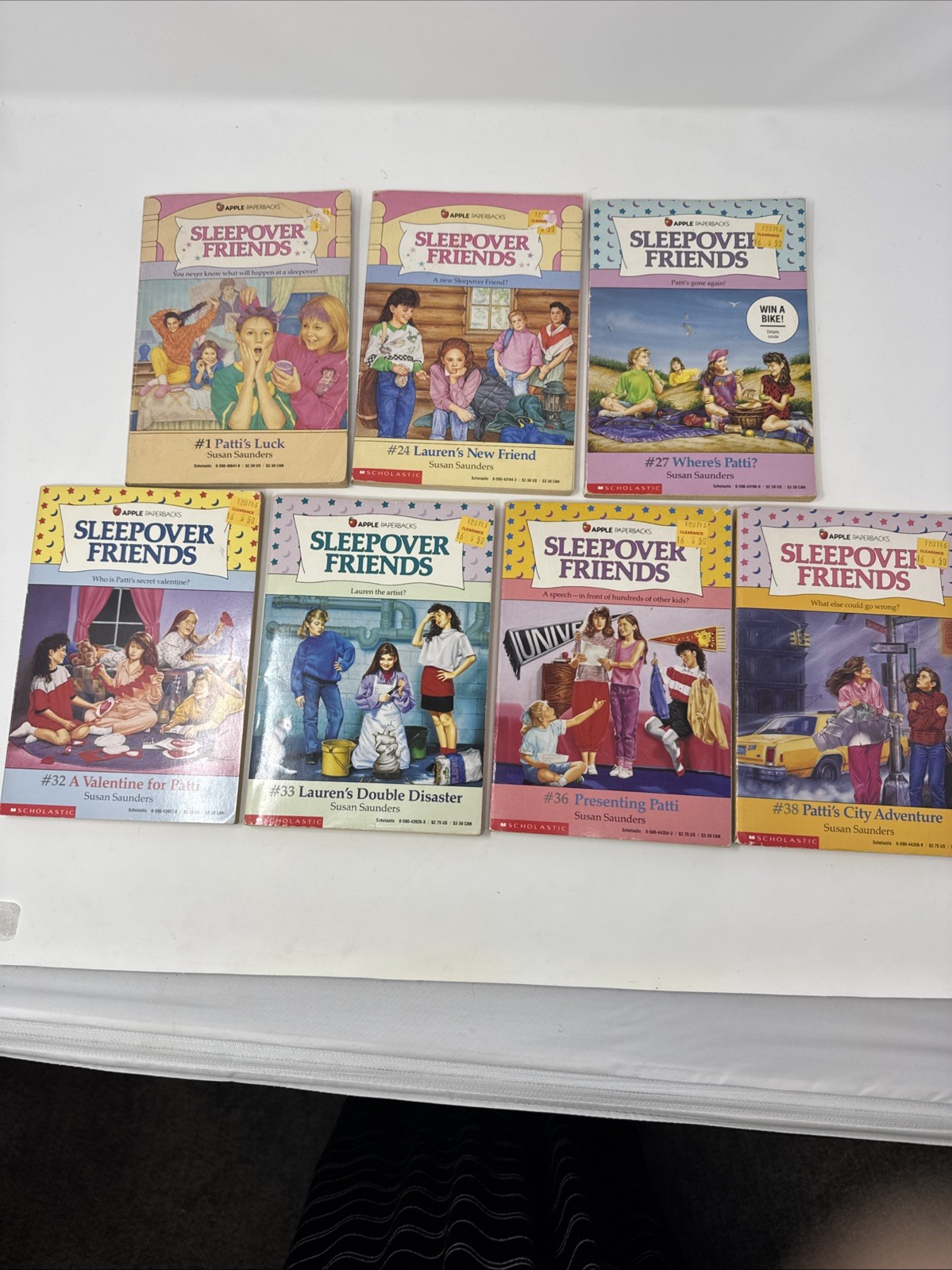 7 Sleepover Friends Book Lot Susan Saunders #s 1, 24, 27, 32, 33, 36, 38Vintage