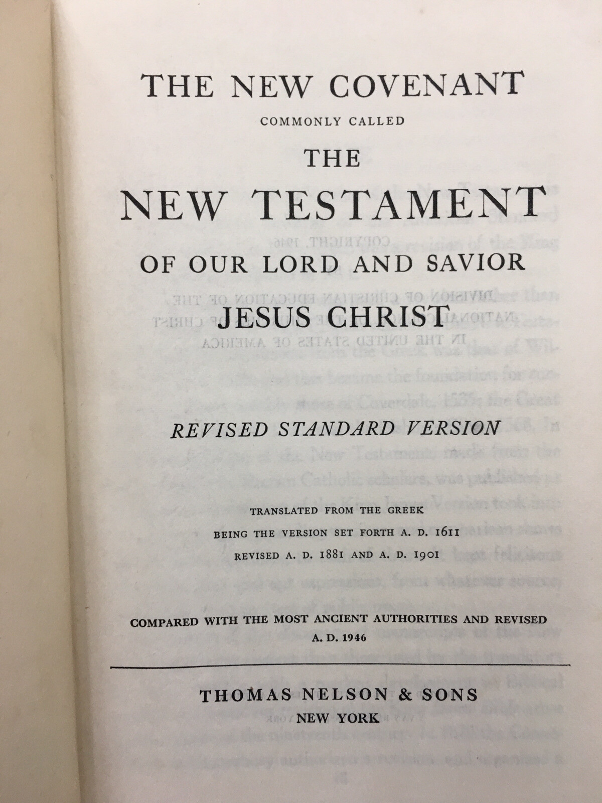 Vintage THE NEW TESTAMENT Revised Standard RSV (Thomas Nelson, 1946) ~ Preowned