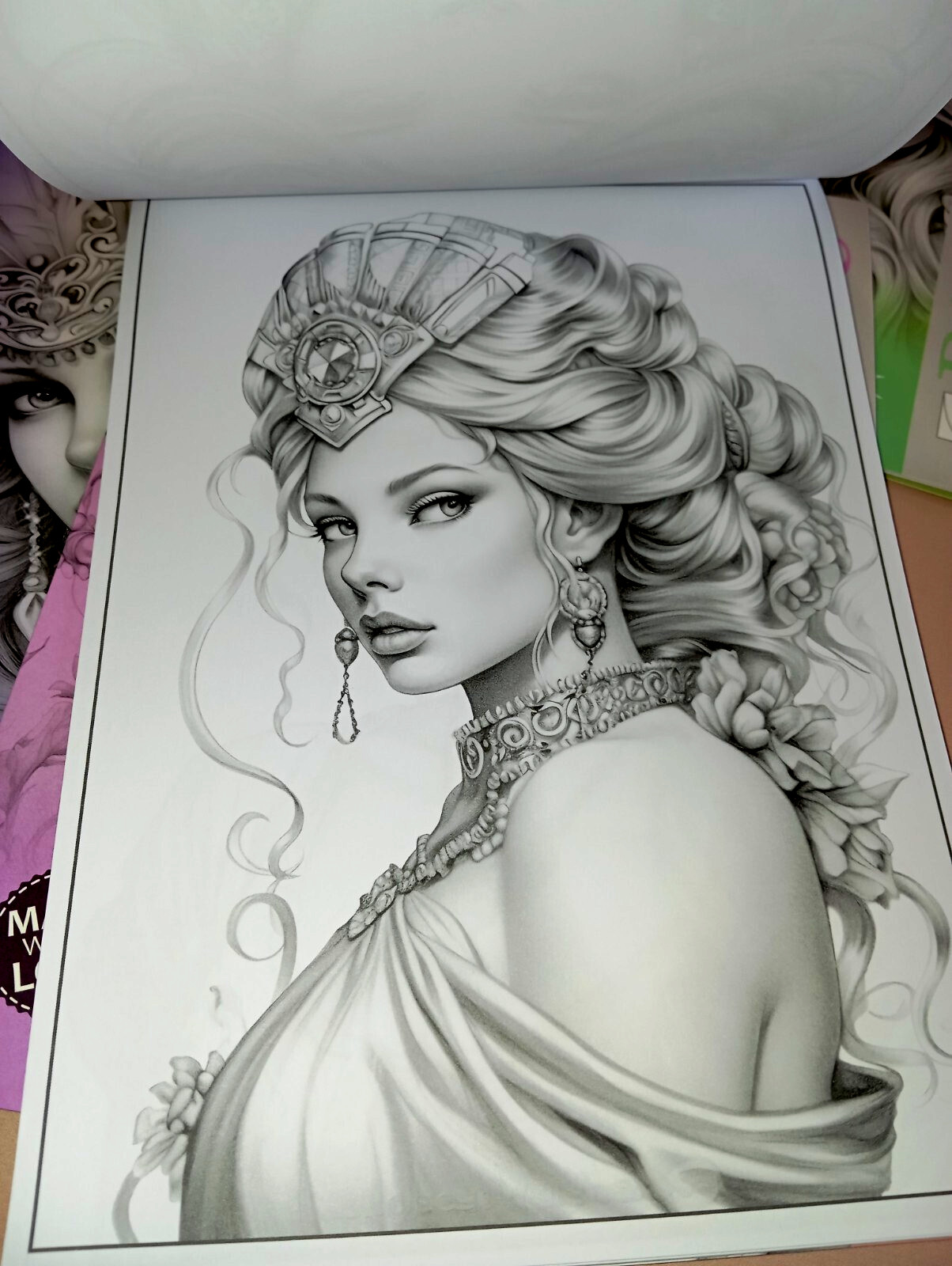 Set of 4 original coloring books Girl Portrait Flower Paper Edition For Adults