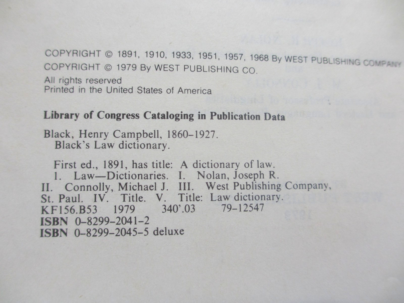 Black’s Law Dictionary by Henry C. Black 1979 Hardcover Fifth Edition 5 lb. Book