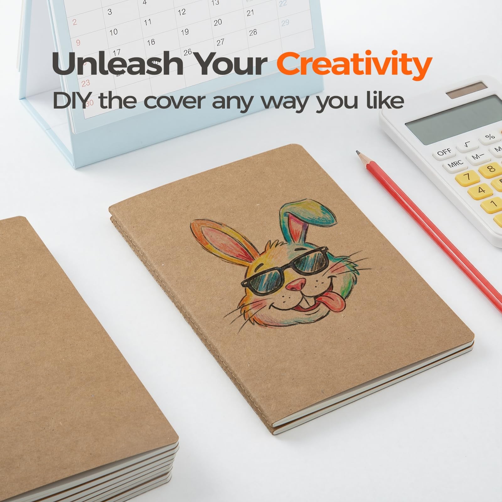 5 Pack Kraft A5 Notebooks Blank Journals 60 Pages Smooth Writing Softcover
