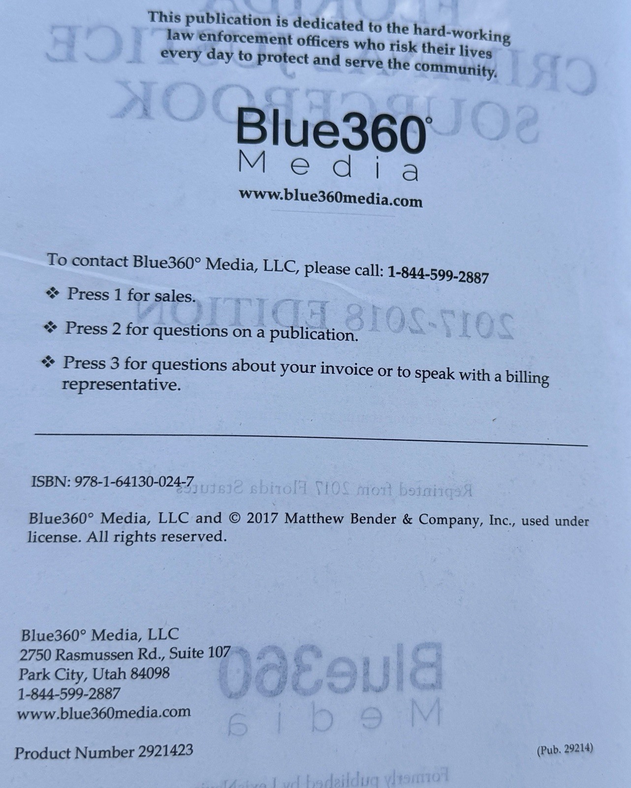 Florida Criminal Justice Sourcebook : 2017-2018 Edition Blue360 Media Statutes