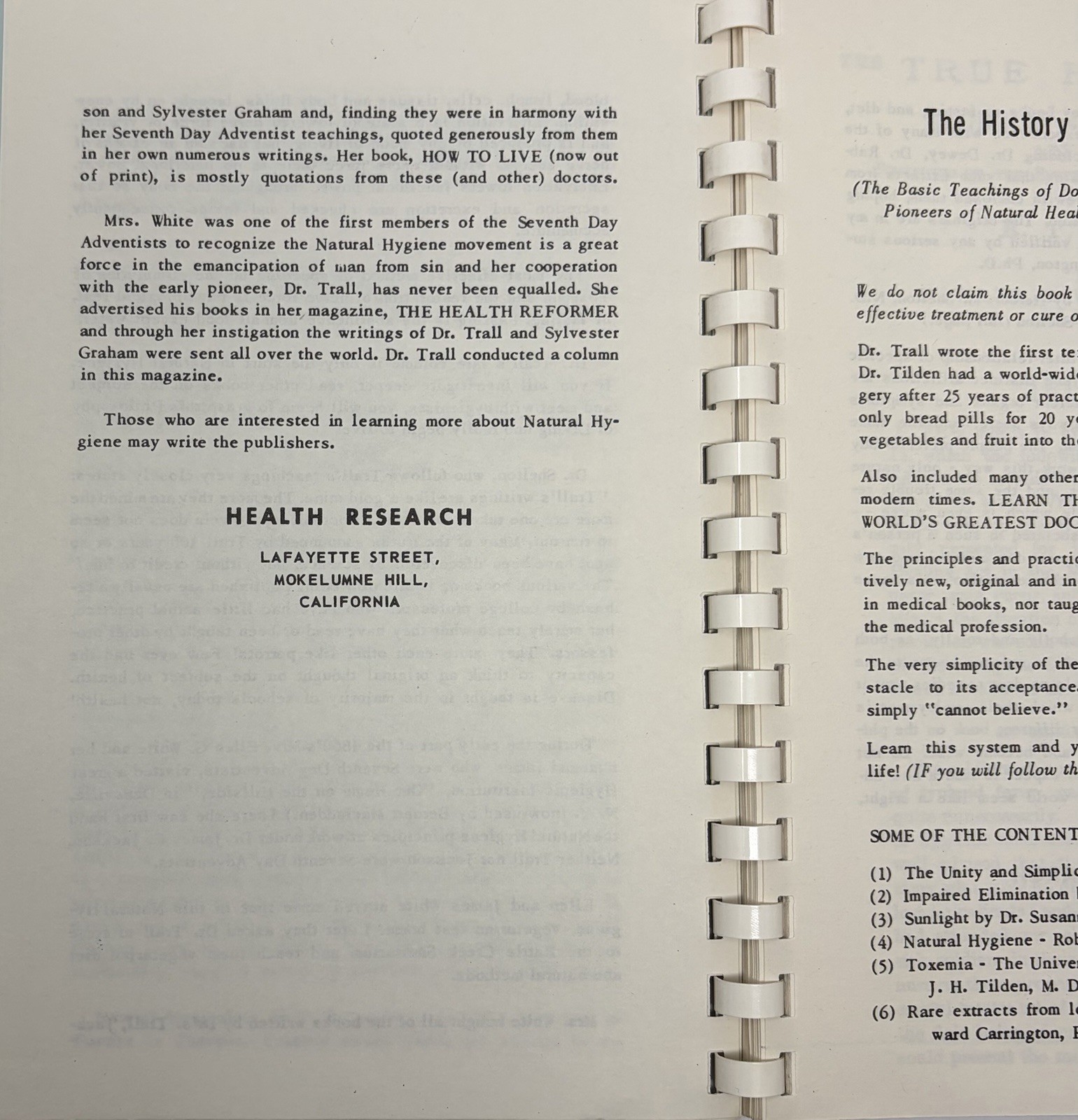 True Healing Art R. T. Trall Lecture Vintage Health Research Publication Book