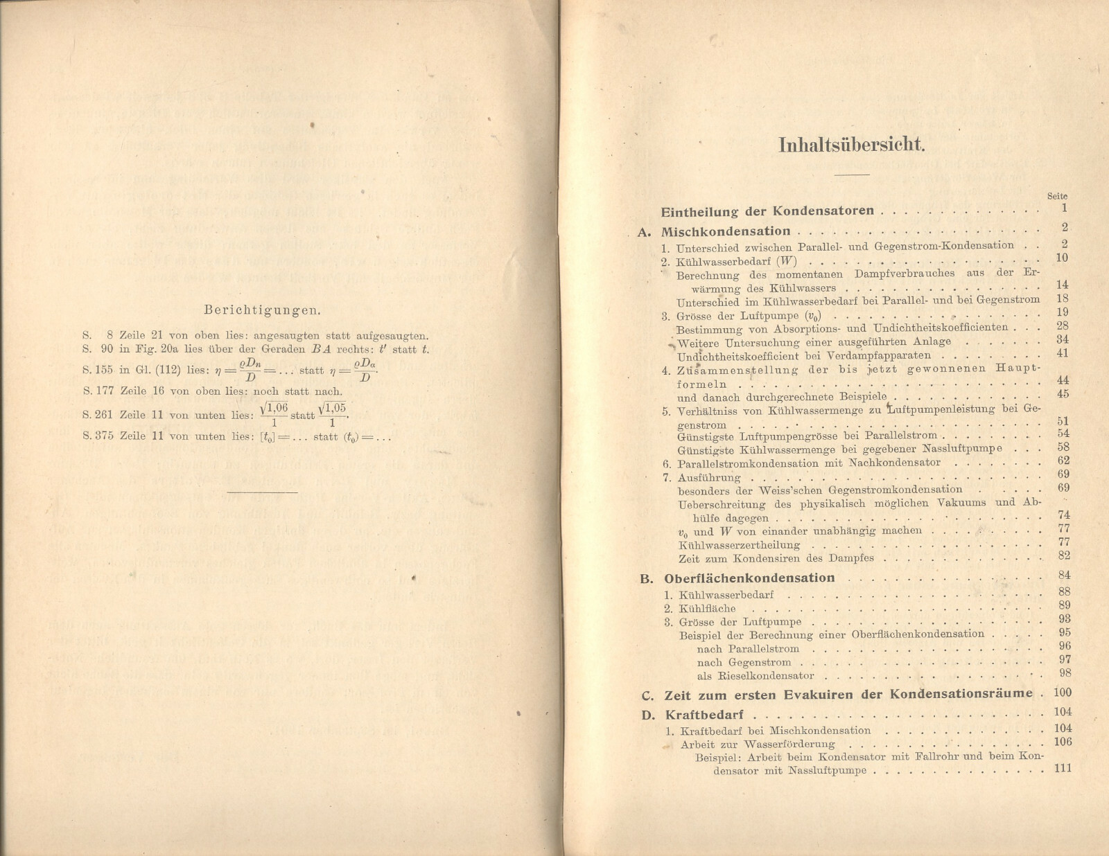1901 Antique Book, Kondensation by Weiss, Heat cycles, steam engines, German  