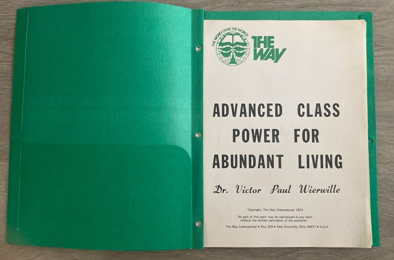 Advanced Class PFAL Syllabus, 1974 – Dr. Victor Paul Wierwille, 34 pages
