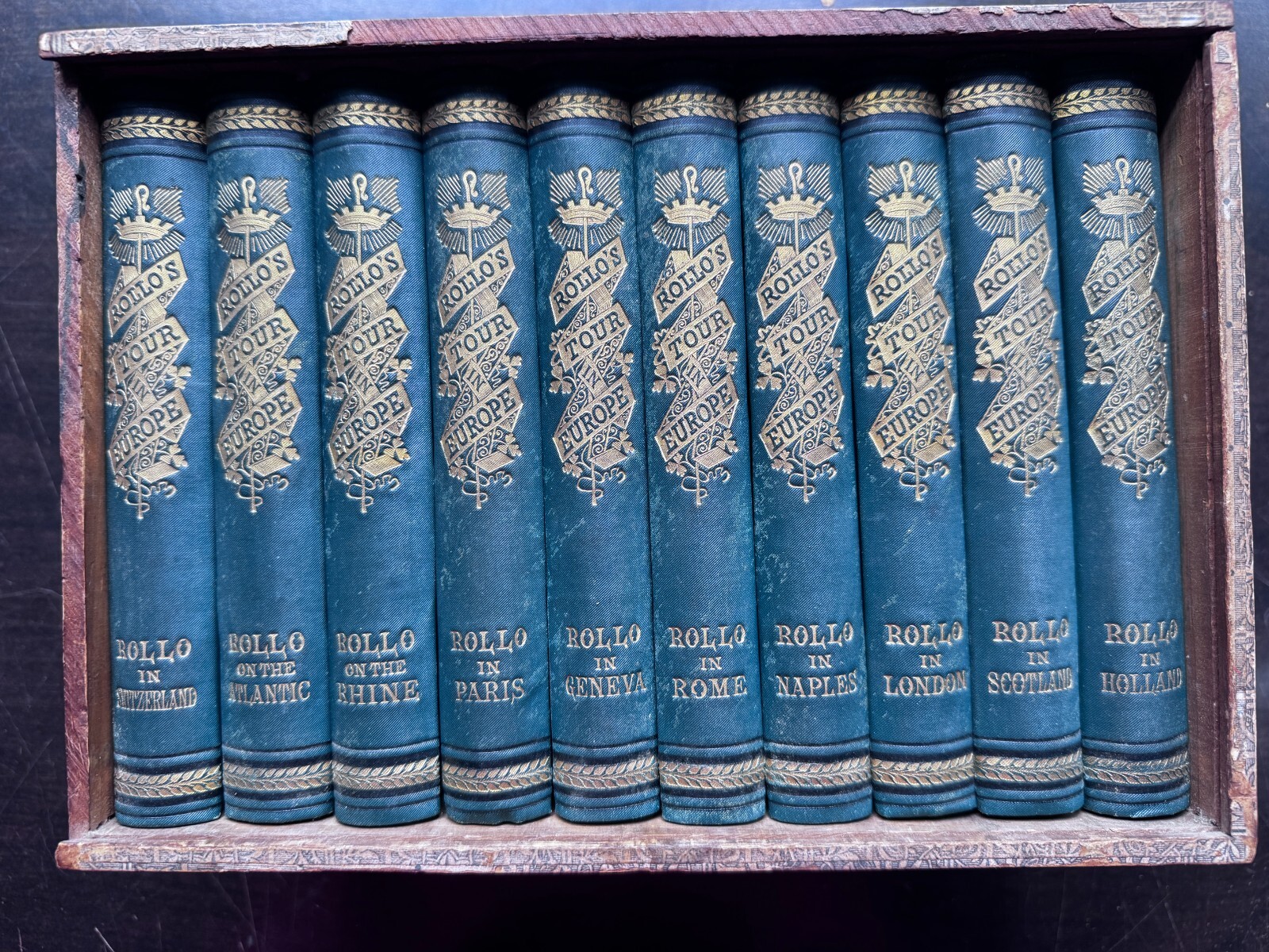 1883 ROLLO’S TOUR IN EUROPE by Jacob Abbott Box Set of 10 Books EX