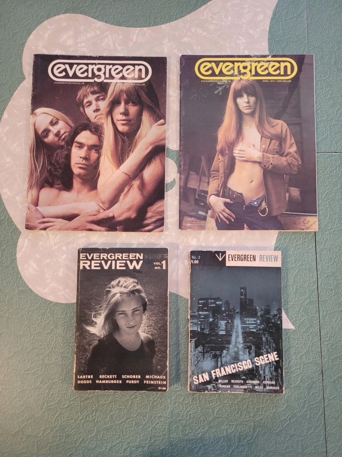 Evergreen Review Lot of 4: Vol1 #1 & #2 SF Scene 1957 + #79 #88