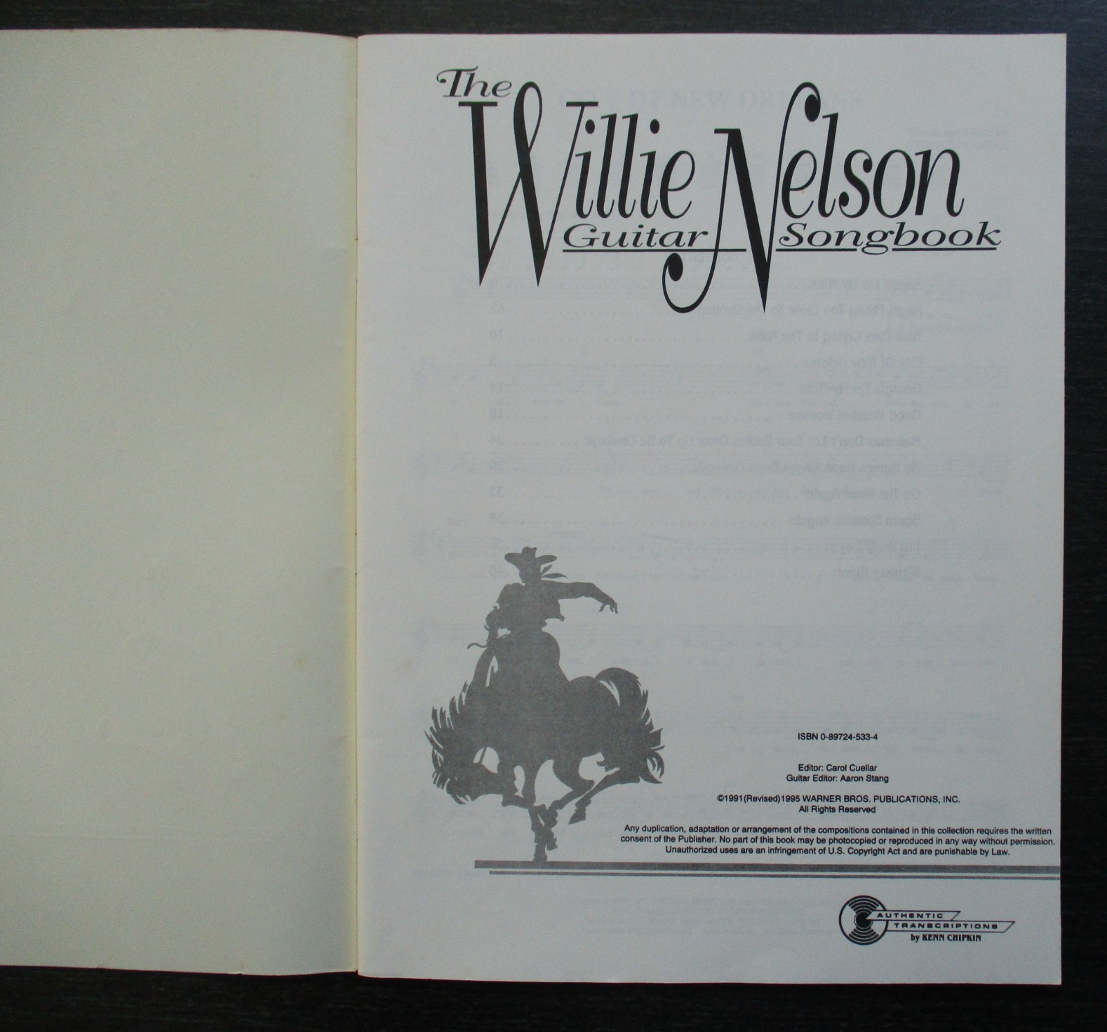 Willie Nelson Songbook : Authentic Guitar TAB by Willie Nelson (1995, Trade…