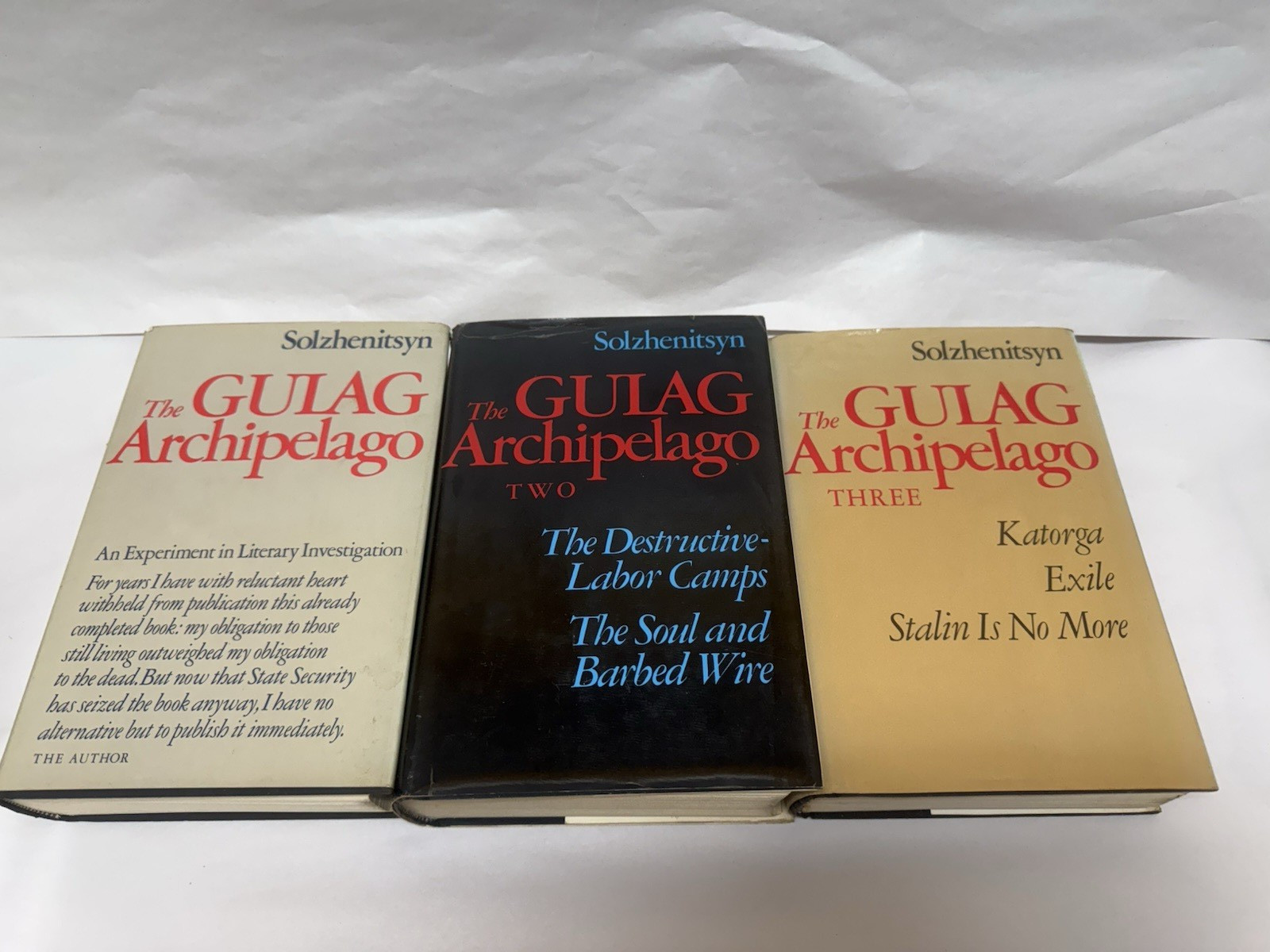 Gulag Archipelago Solzhenitsyn First Edition 1 & 2 Hardcover Dust Jacket Plus 3