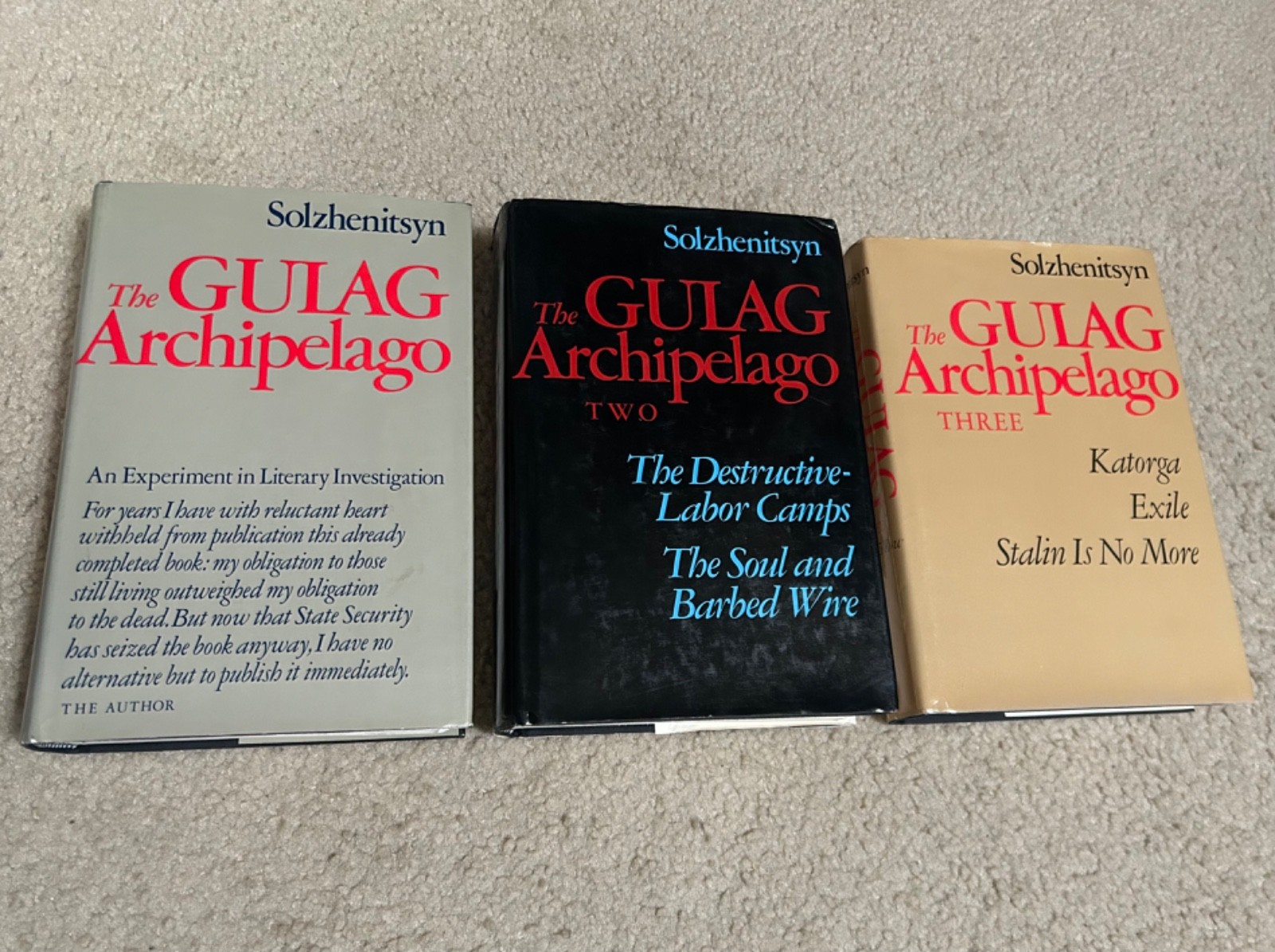 THE GULAG ARCHIPELAGO Solzheinitsyn (3-Book-Set) trilogy HARDCOVER 1 2 3 hc/dj