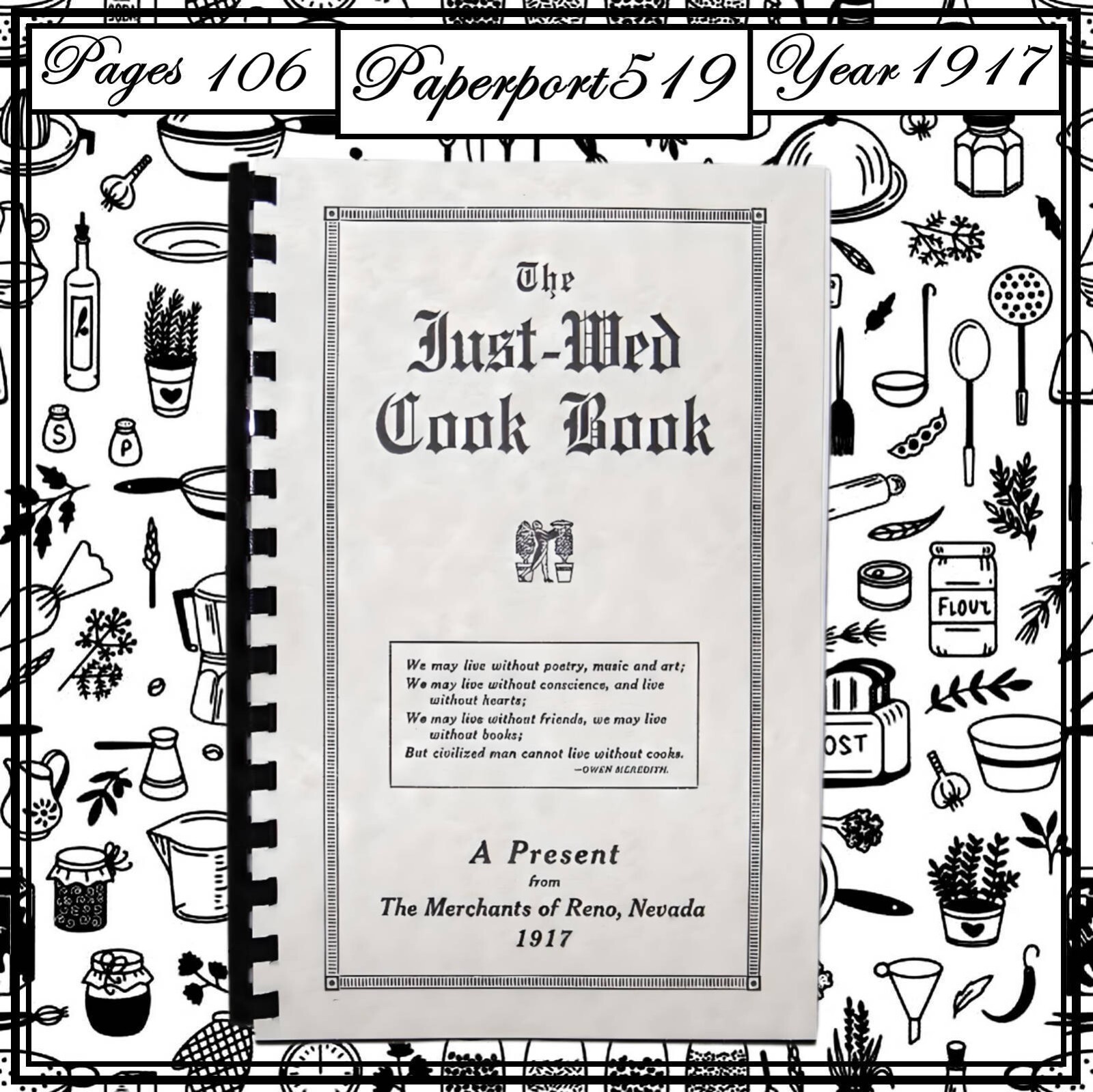 1917 The Just Wed Cook Book 106 Pages