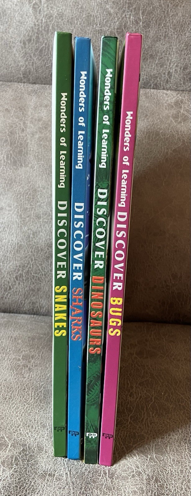 Wonders Of Learning Discover Books (Lot Of 4) Snakes, Bugs, Sharks, Dinosaurs