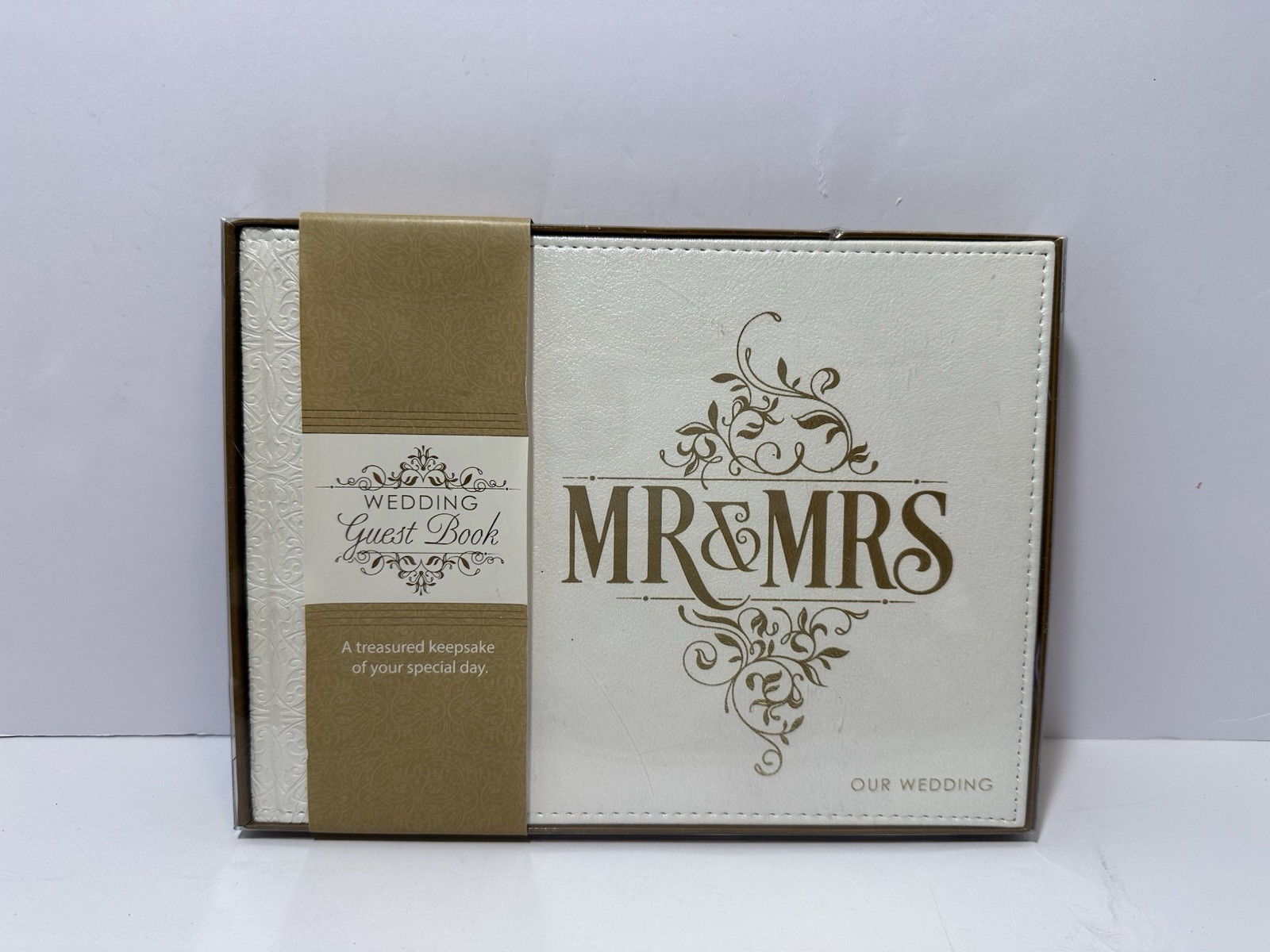 Wedding Guest Book “ Our Wedding” Lux-Leather MR & Mrs (Hardback) 160 Pages