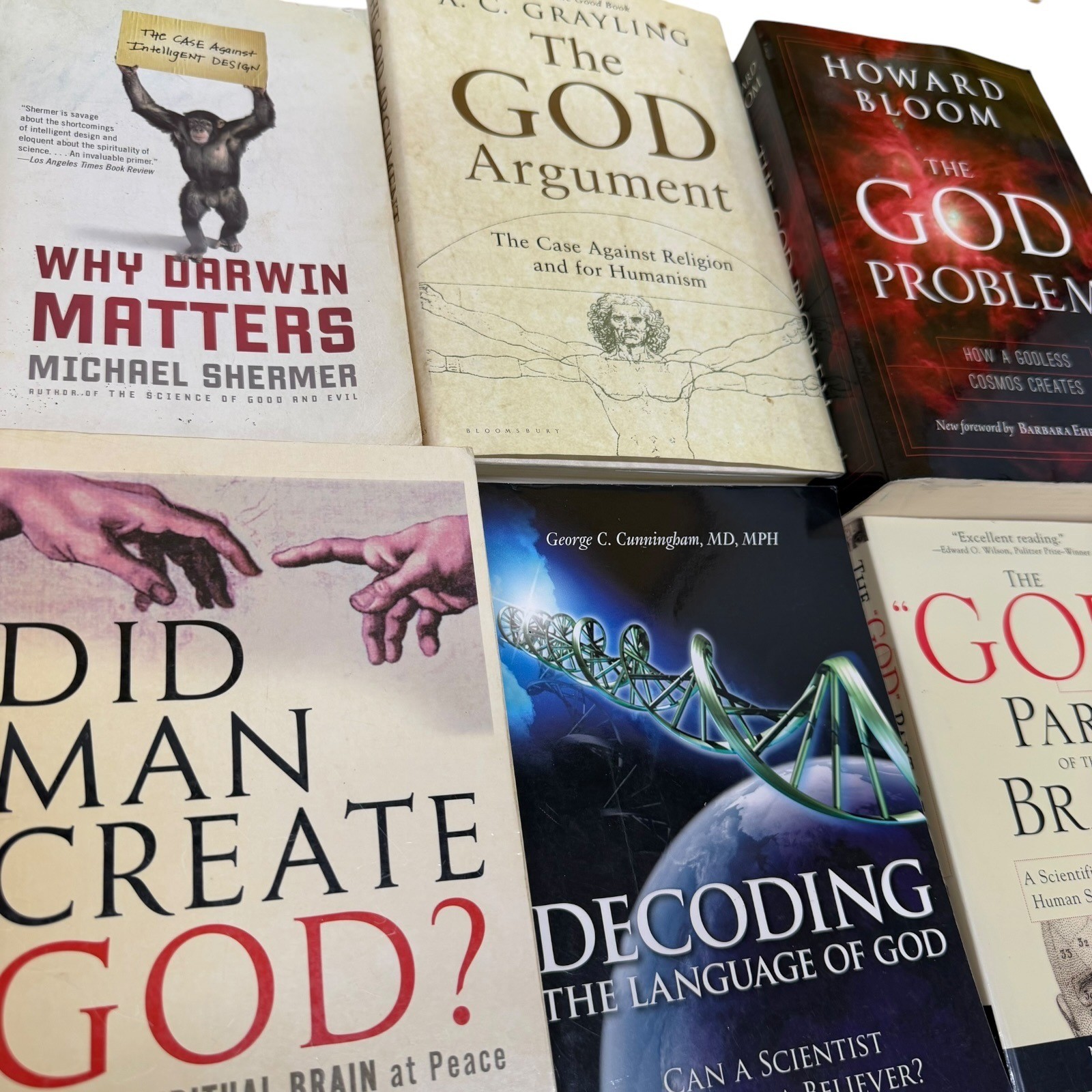 Science and Religion Book Lot 6 Titles Darwin God Argument Brain Genetics Good