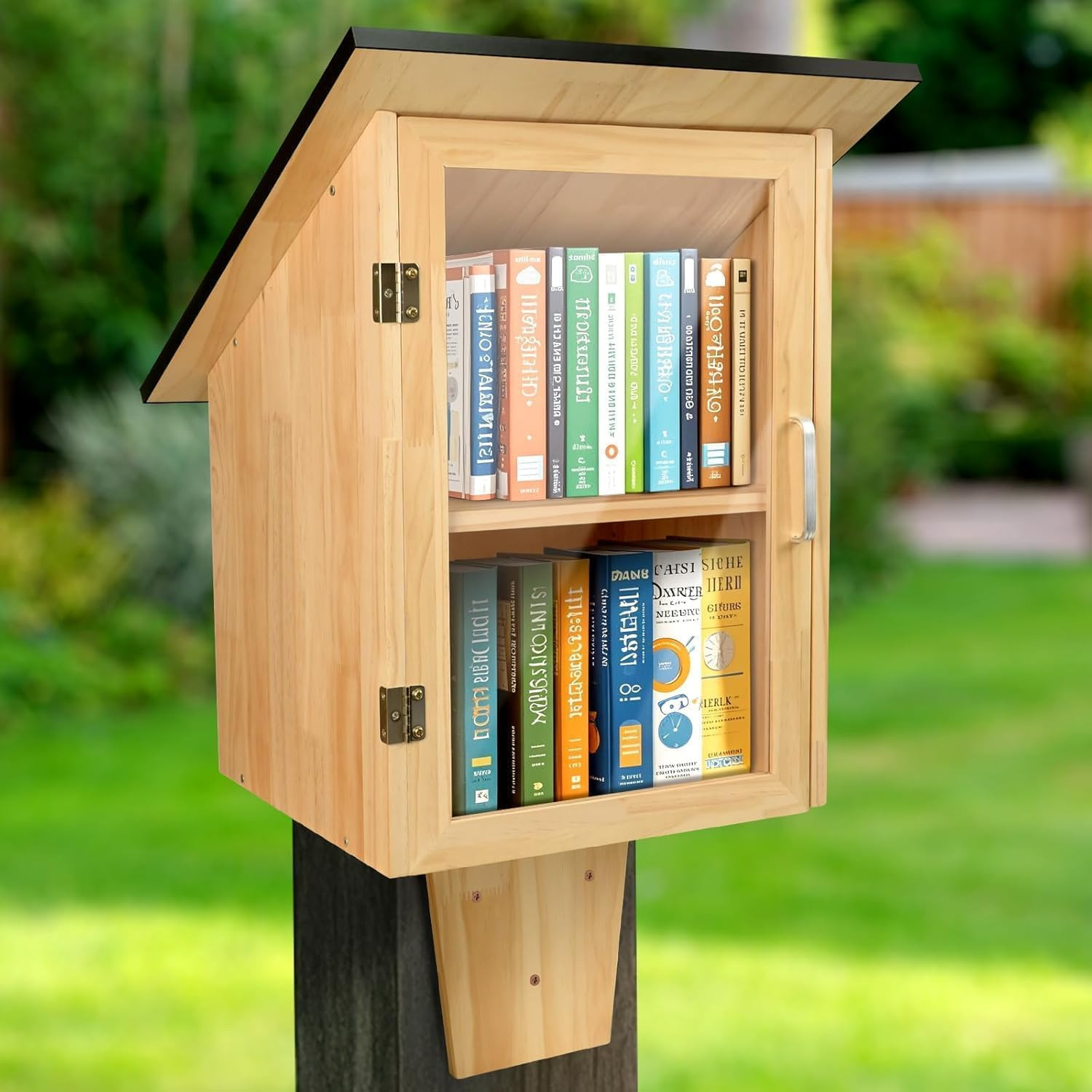 Outdoor Library Book Box, Double Little Library for Sharing Books, DIY Storage W